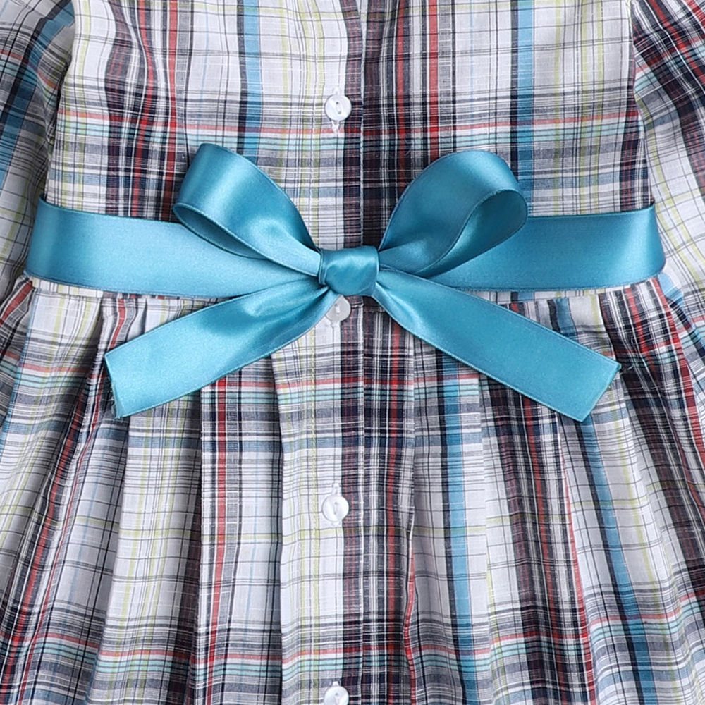 Full Sleeves Checks Print Dress - Brown