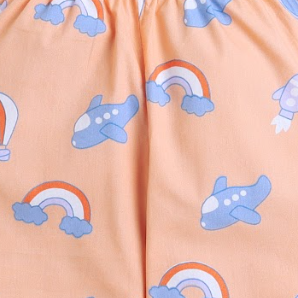 Cotton Half Sleeves Rainbow Printed Night Suit Set - Peach