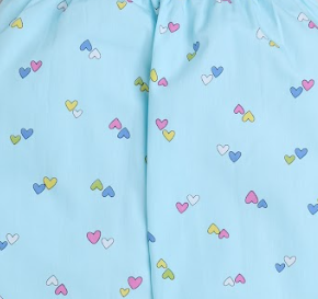 Cotton Full Sleeves Heart Shaped Print Night Suit Set-Blue