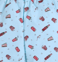 3/4 Sleeves Popcorn Print Night Suit Set Blue