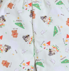 3/4 Sleeves Teddy Printed Night Suit Set Green