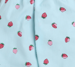 Full Sleeves Strawberry Printed Lounge Wear Night Suit Set For Kids Blue