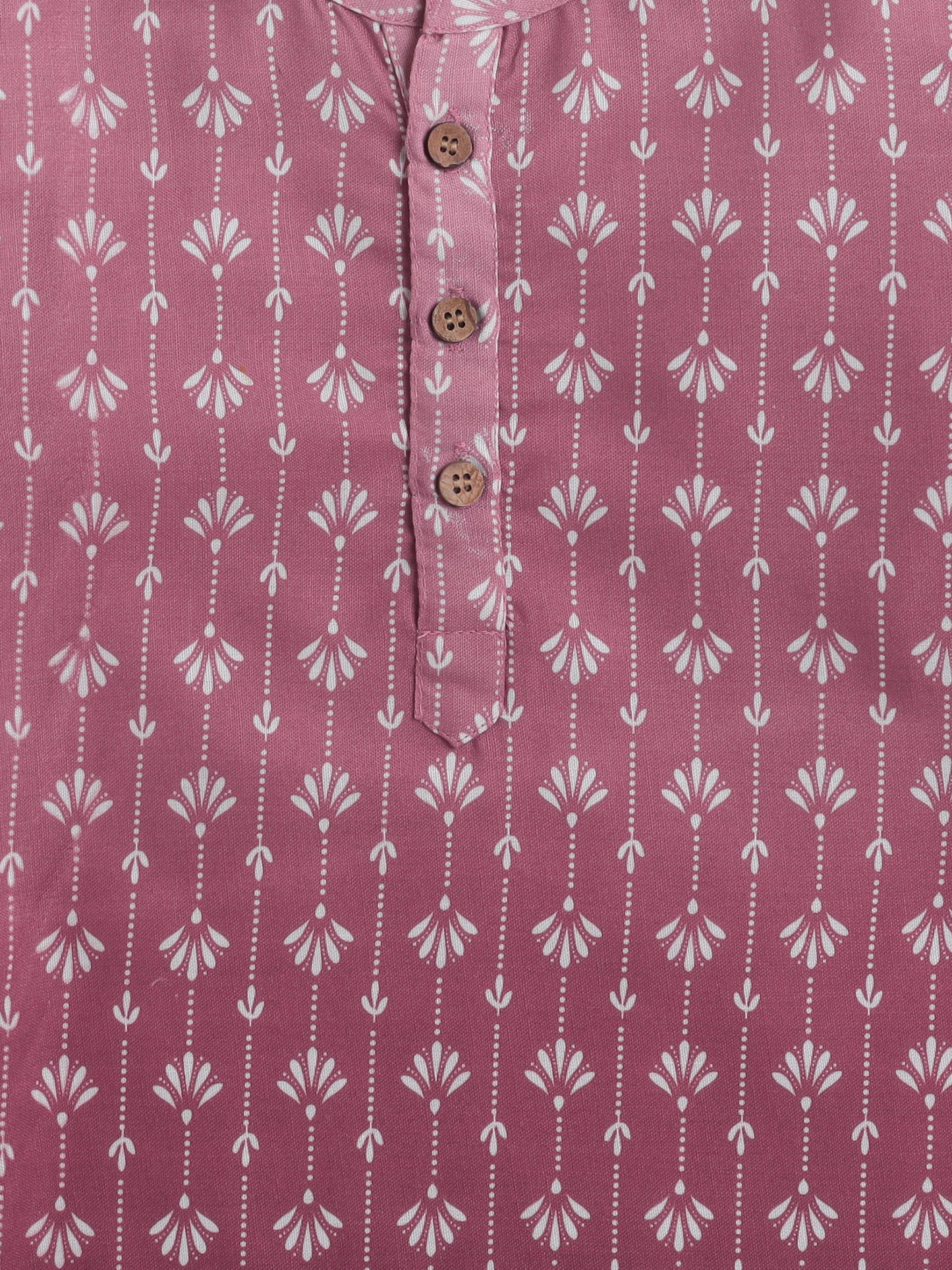 Full Sleeves Abstract Print Shaded Kurta Set- Pink