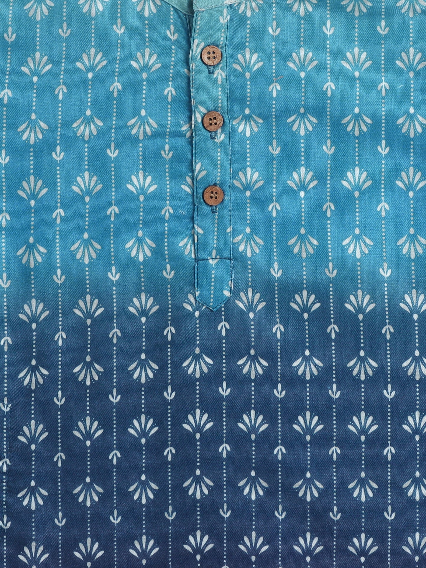 Full Sleeves Abstract Print Shaded Kurta Set- Blue