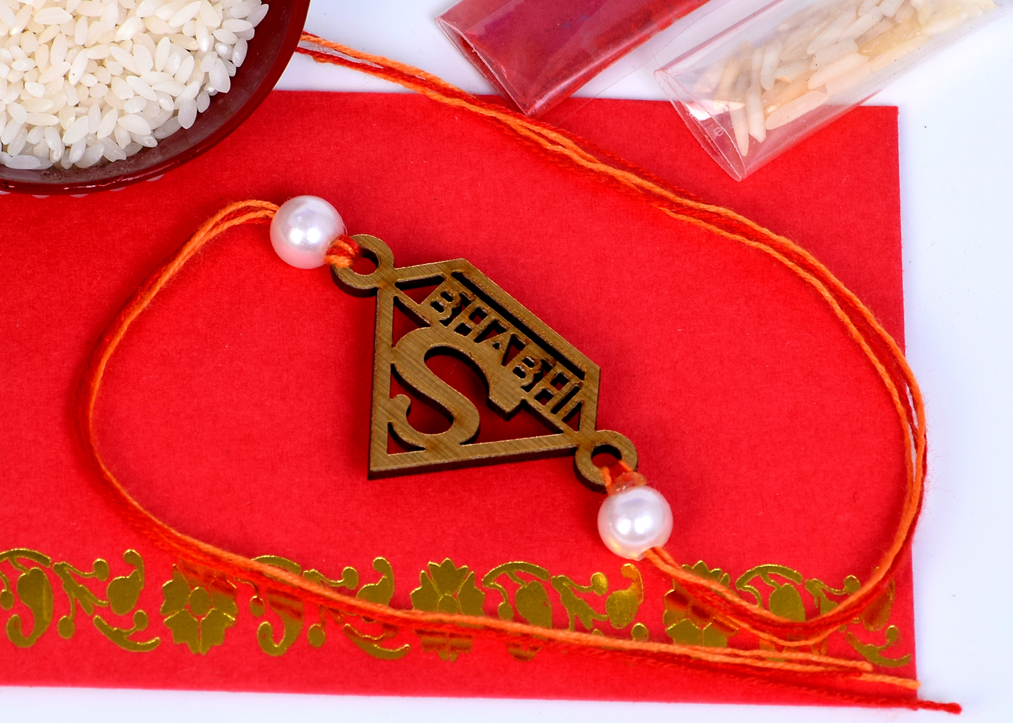 The Magic Wand Super Bhabhi Wooden Rakhi - Red