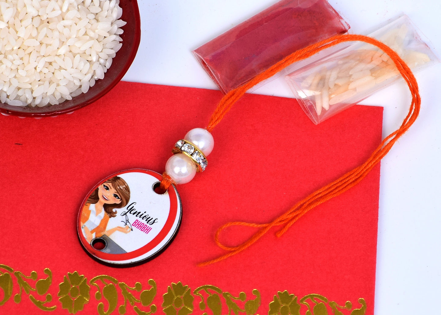The Magic Wand Genius Bhabhi Wooden Rakhi - Red