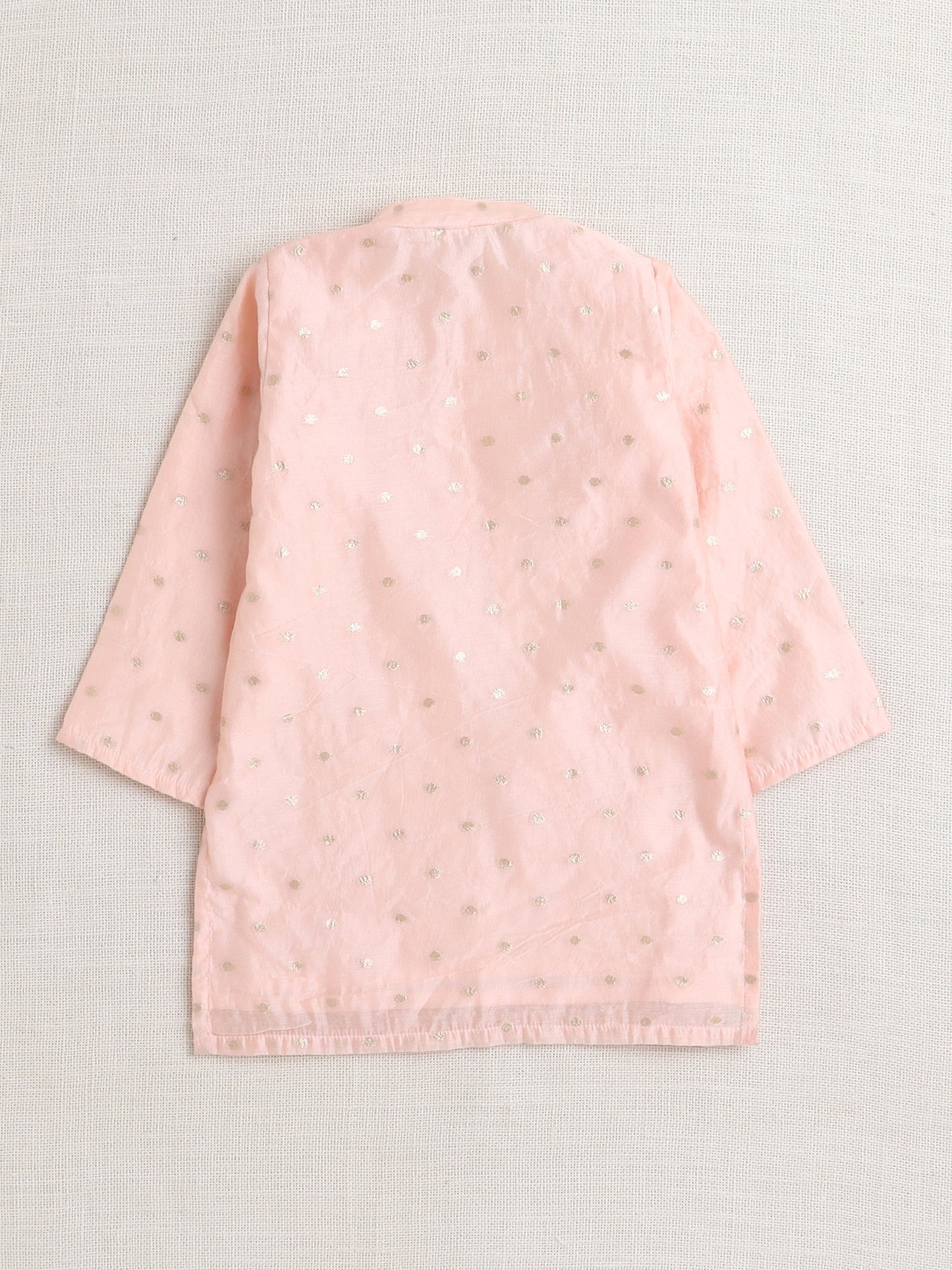 Full Sleeves Bootie Motif Printed Kurta & Pyjama Set - Peach