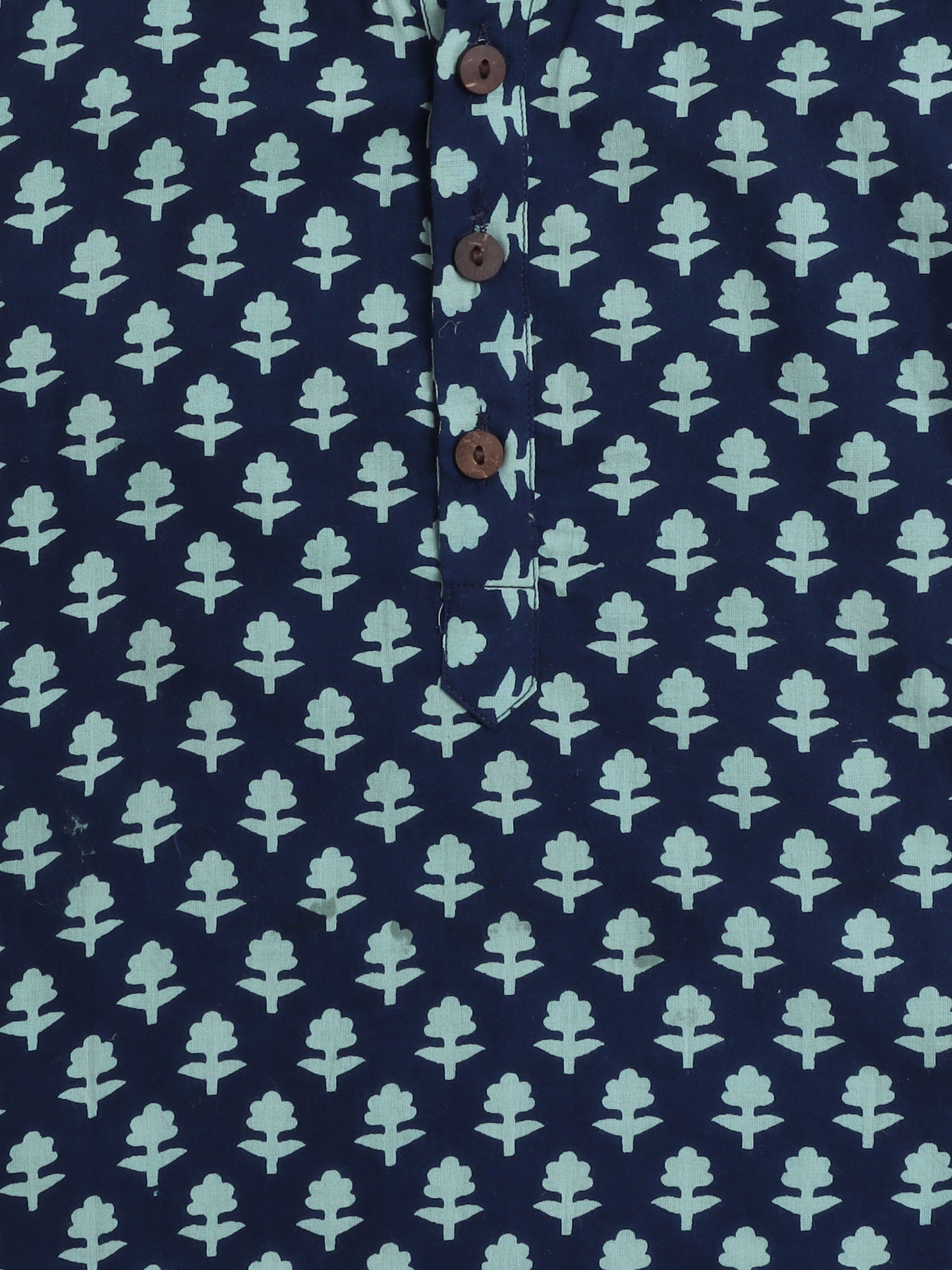 Full Sleeves Abstract Printed Kurta With Pyjama-Navy Blue