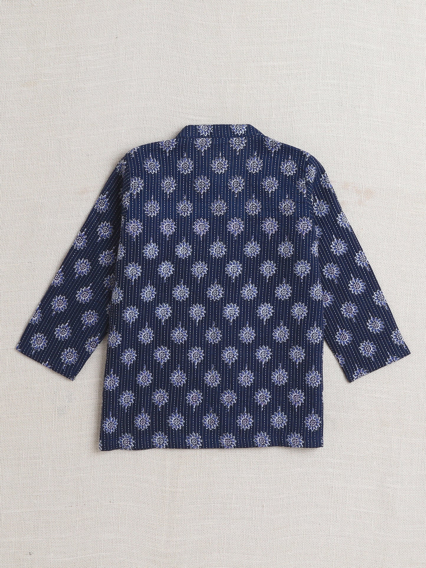 Bootie Printed Waist and Dhoti Set For Boys-Navy Blue