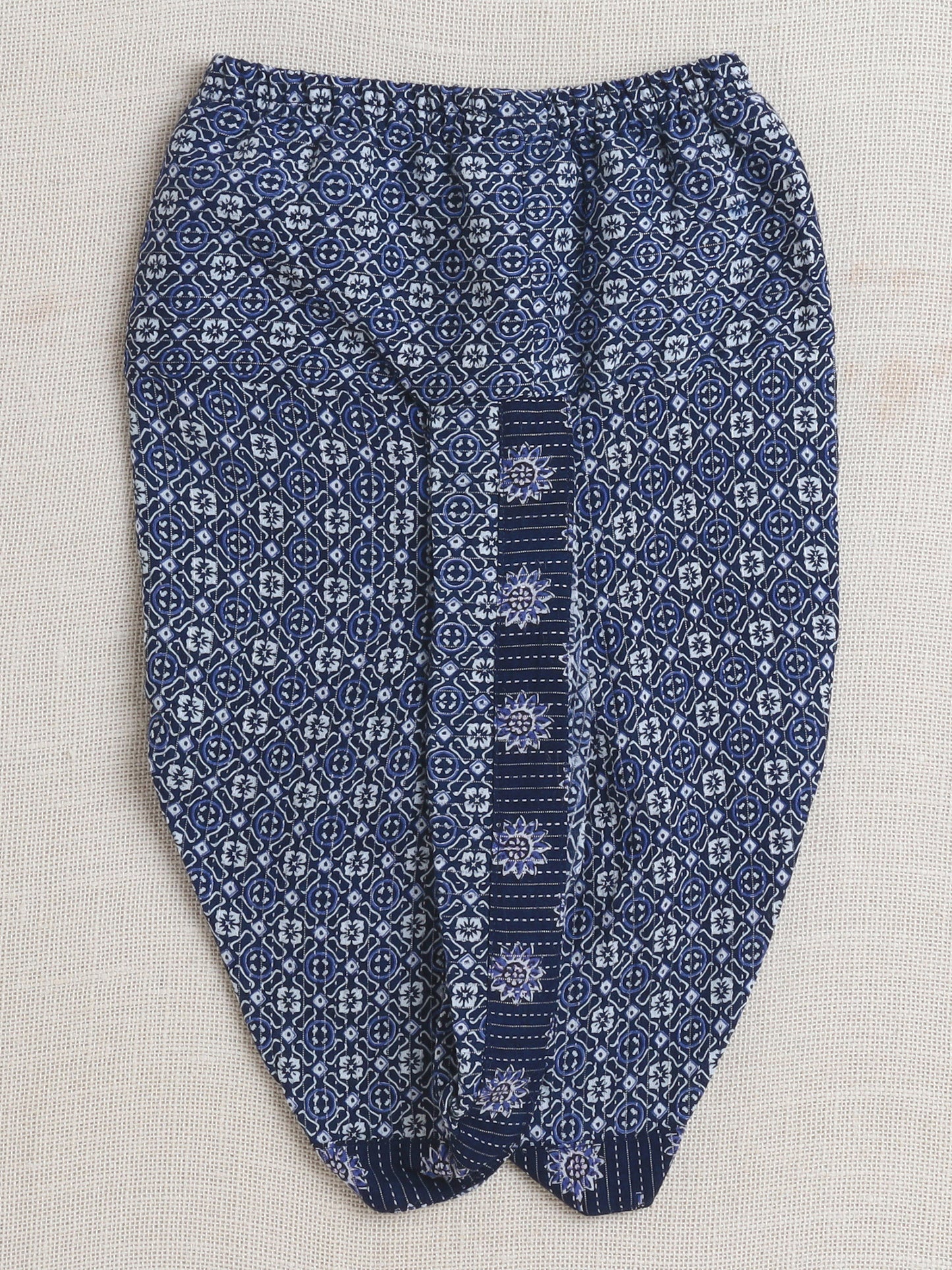 Bootie Printed Waist and Dhoti Set For Boys-Navy Blue