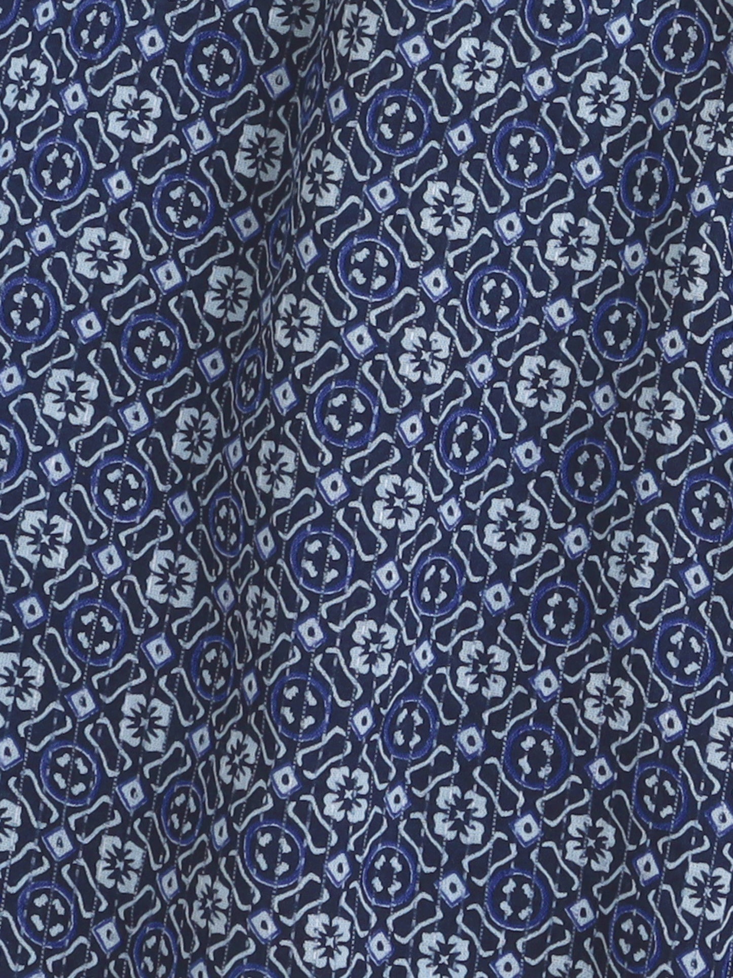 Three Forth Sleeves Geometric Print Kurta Set- Navy Blue