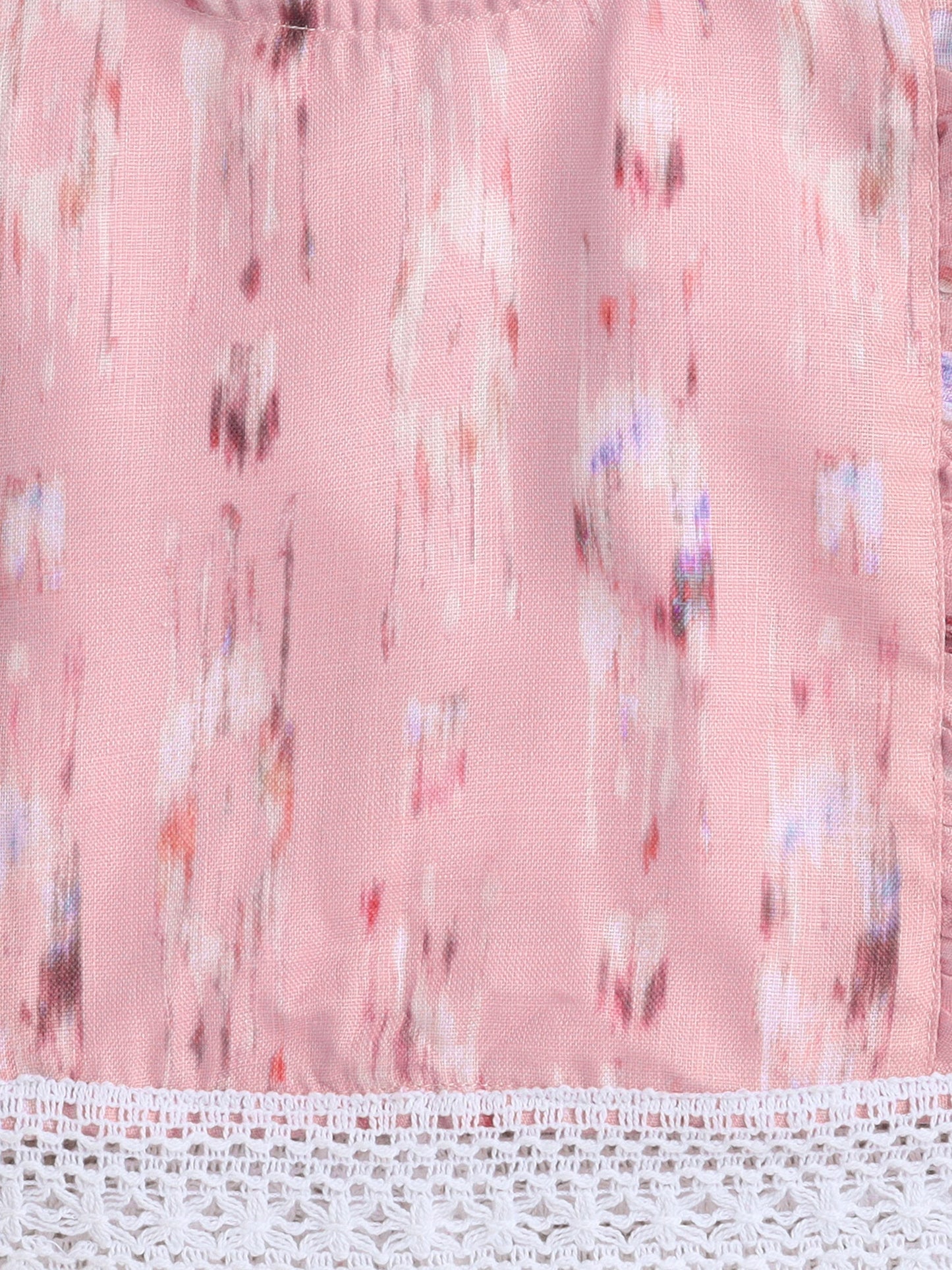 Stripes Print With Lace Coordinating Sleeveless Top and Pant Set- Pink