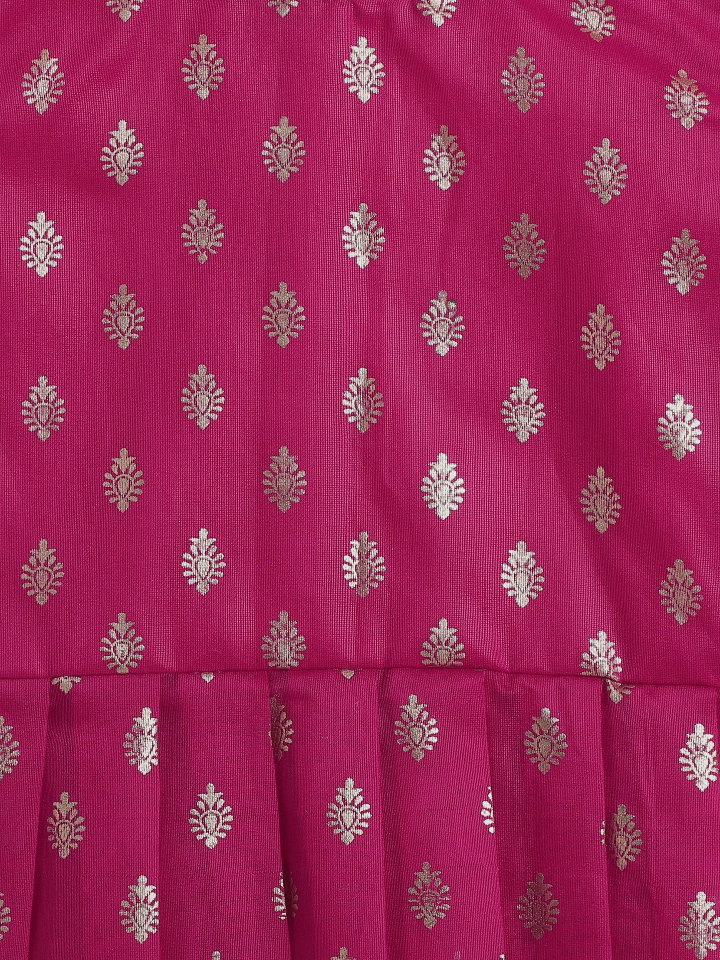 The Magic Wand Half Sleeves Foil Print Choli with Lace Embelished Pattu Pavdai Lehenga Set