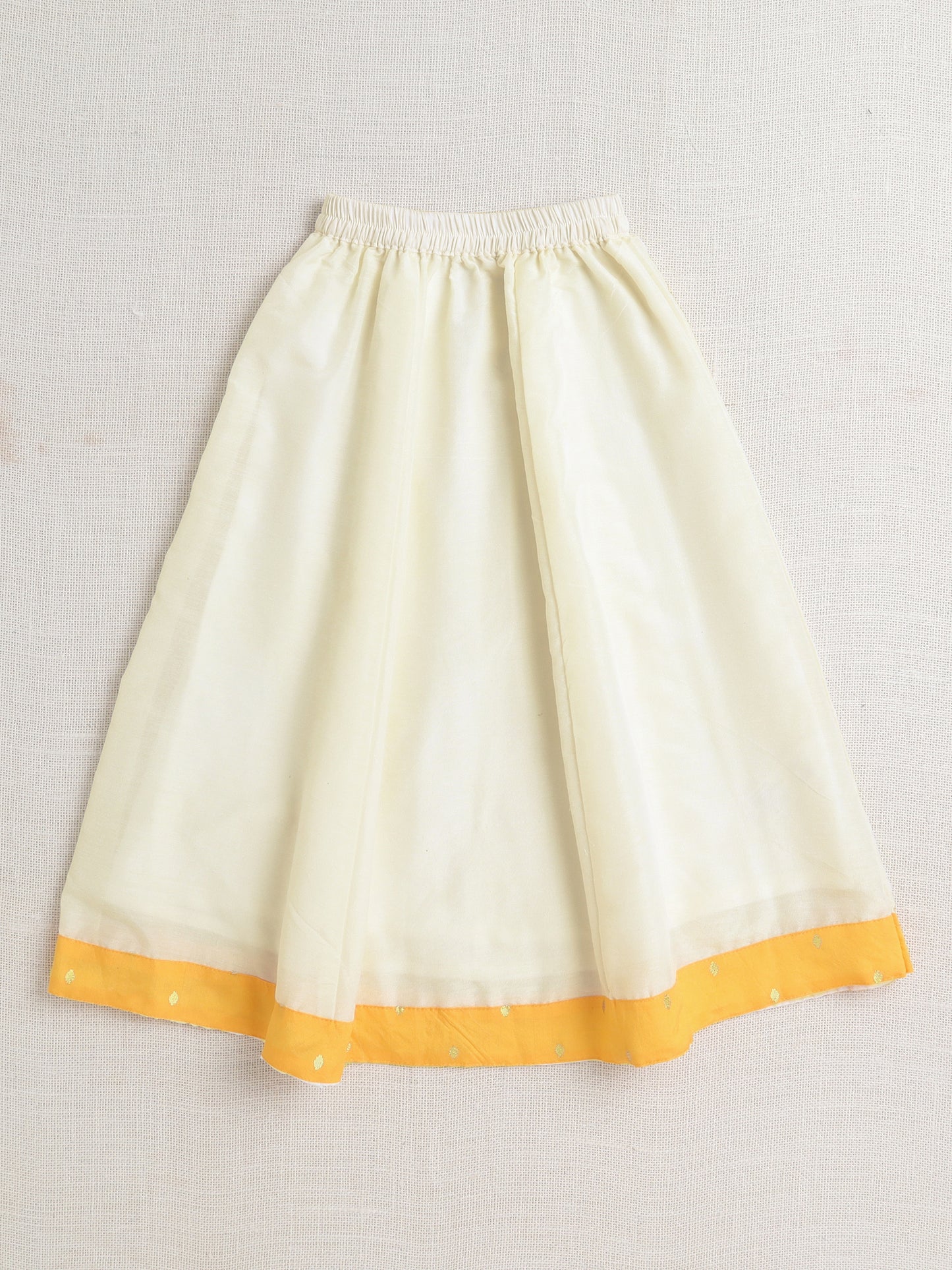 Puff Sleeves Foil Printed Choli & Lace Embellished Lehenga Set-Yellow