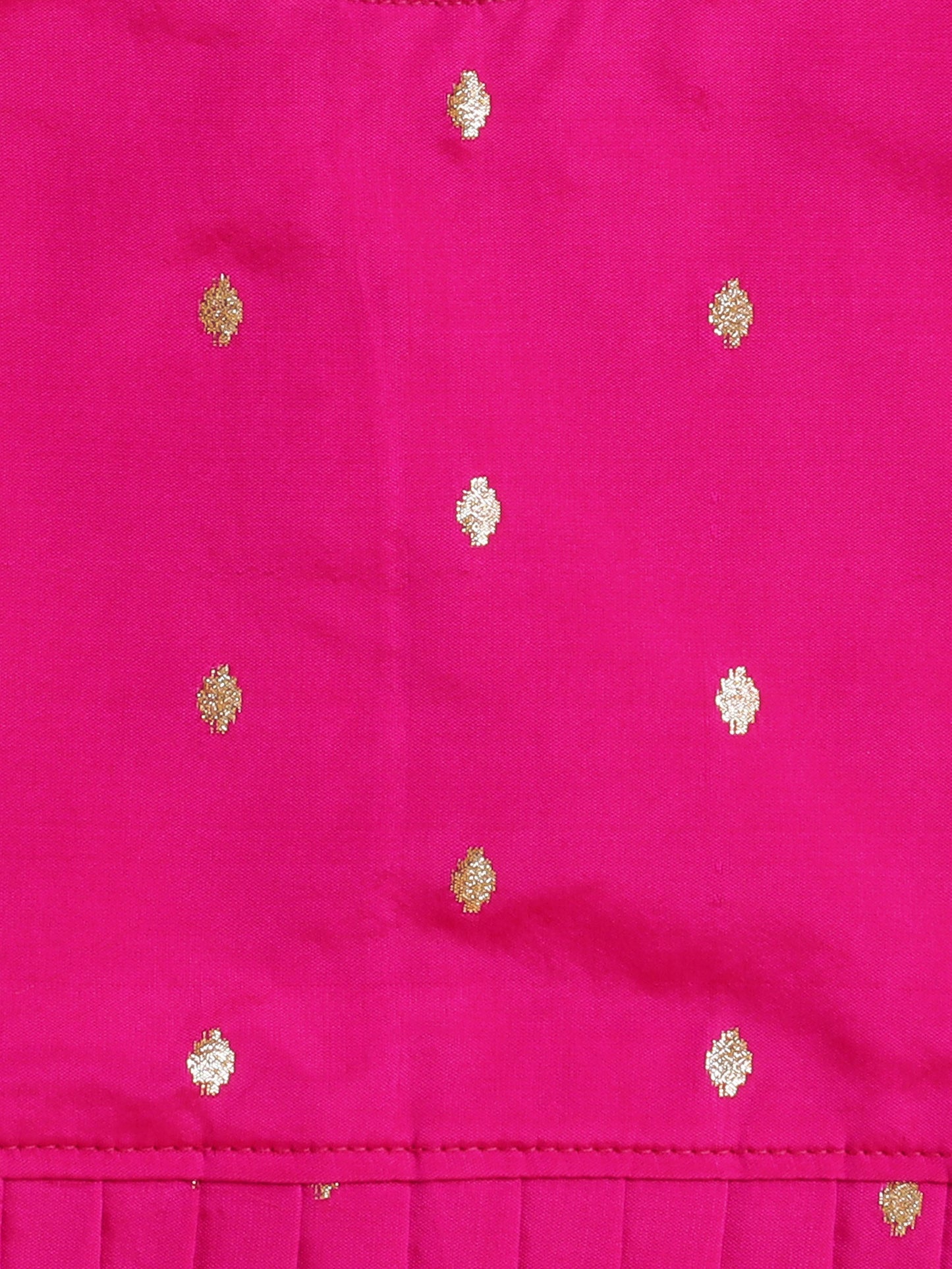 Half Sleeves Foli Printed Choli Lehenga Set-Fuchsia