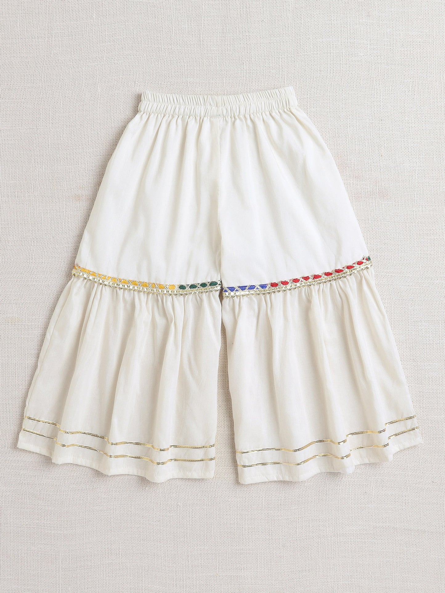 Sleeveless with Lace Kurta Set for Navratri- Off White