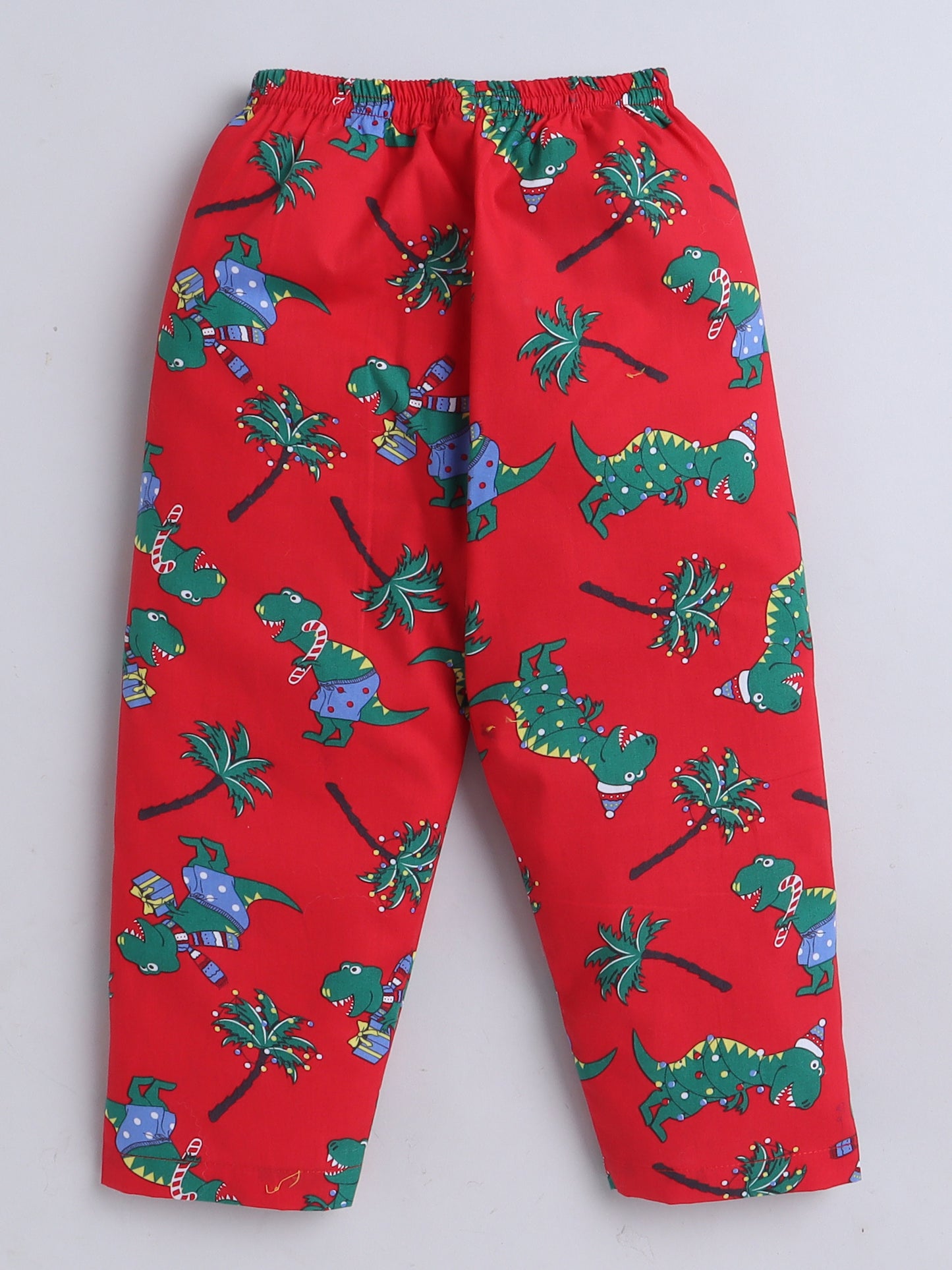 Half Sleeves Xmas Print Nightsuits Red