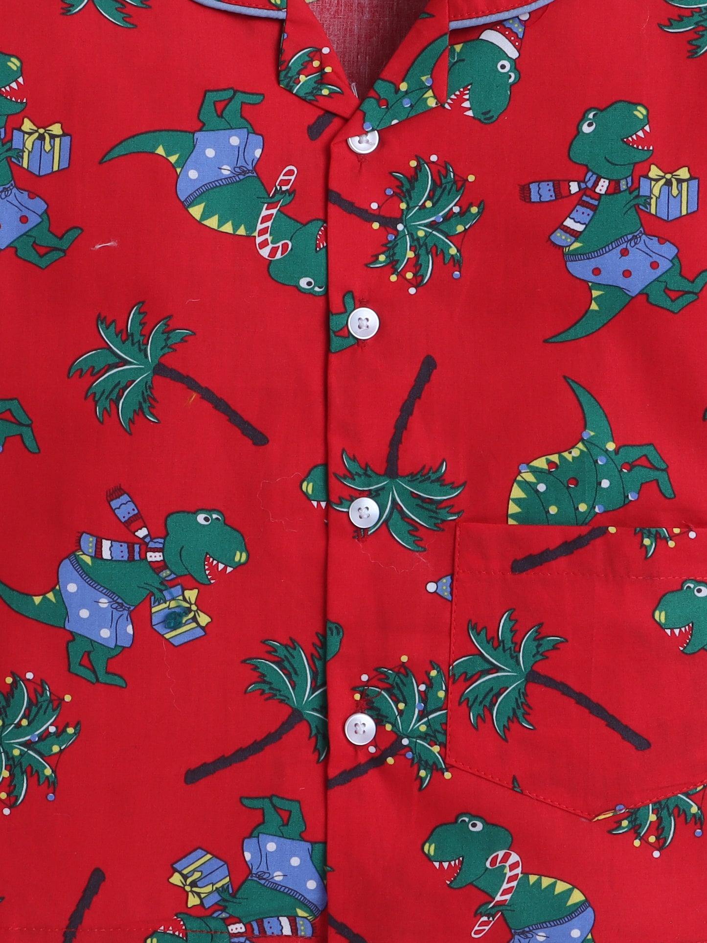 Half Sleeves Xmas Print Nightsuits Red
