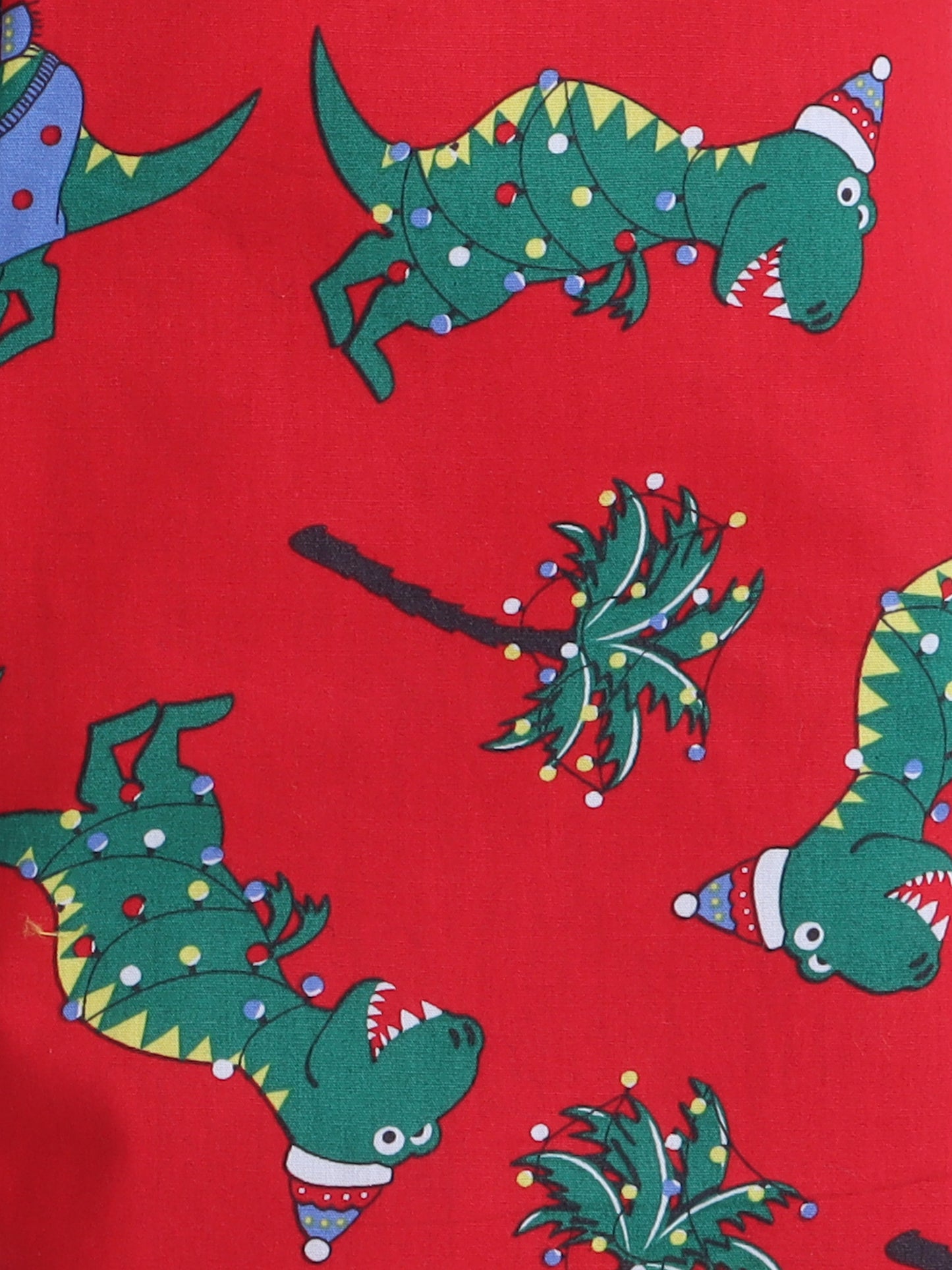 Half Sleeves Xmas Print Nightsuits Red