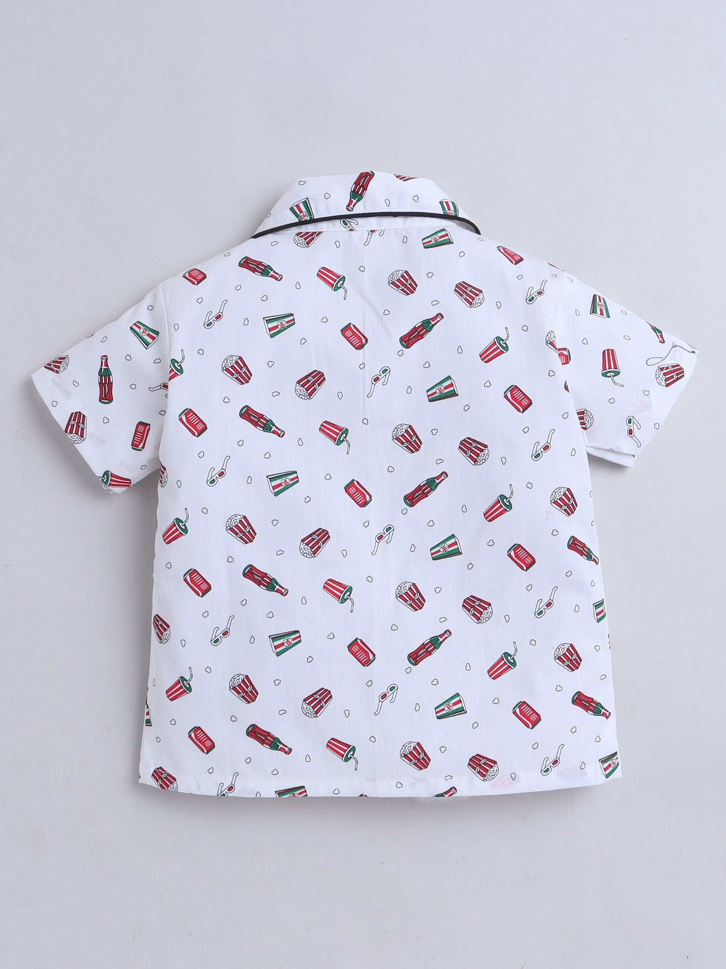 Half Sleeves Candy Print Nightsuits-White
