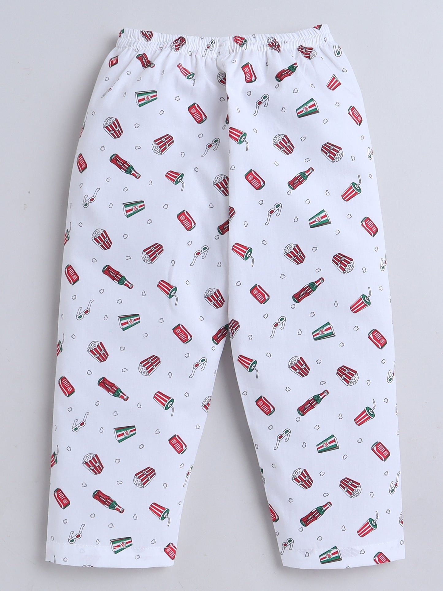Half Sleeves Candy Print Nightsuits-White