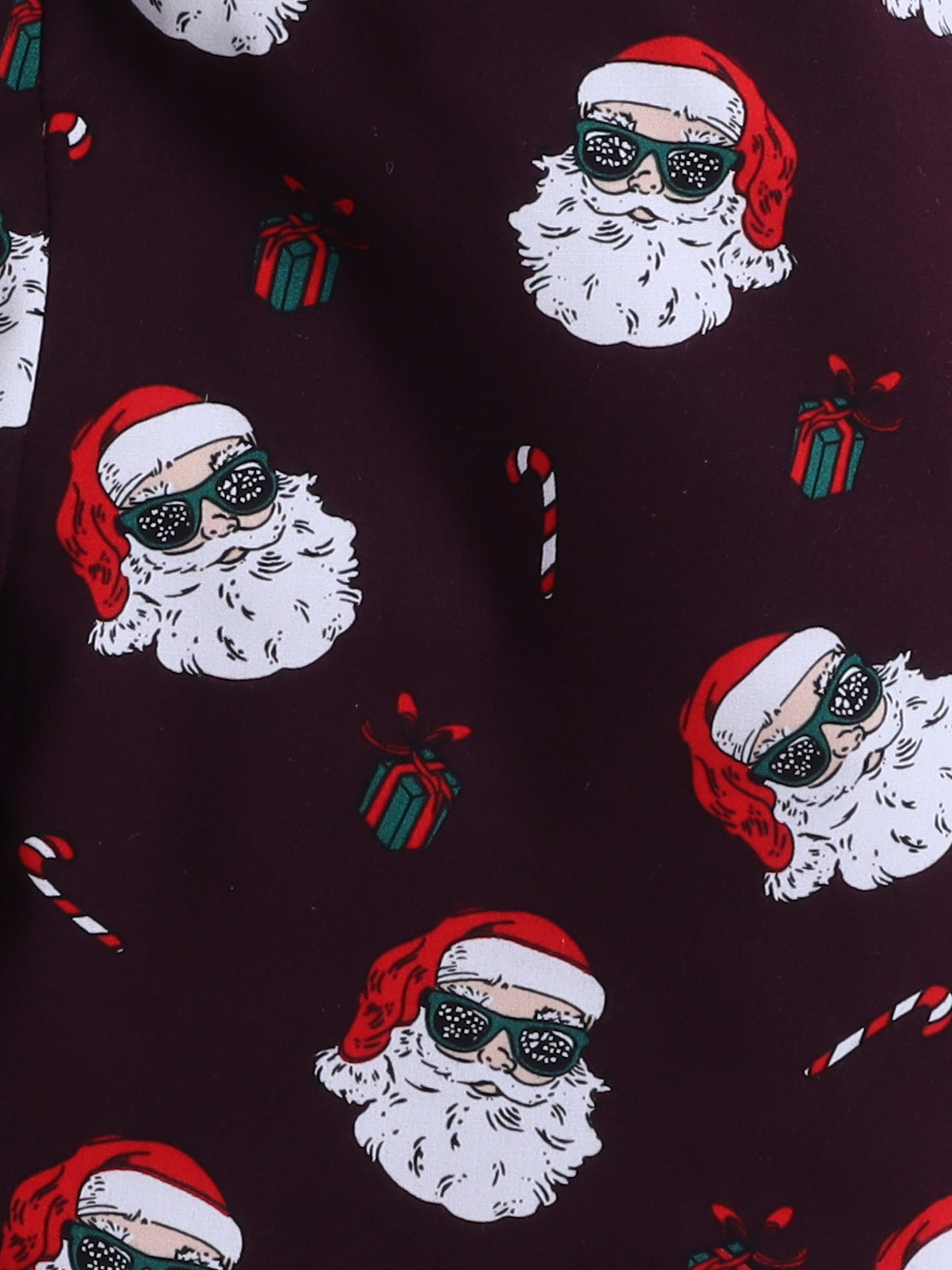Full Sleeves Santa Print Nightsuits-Magenta