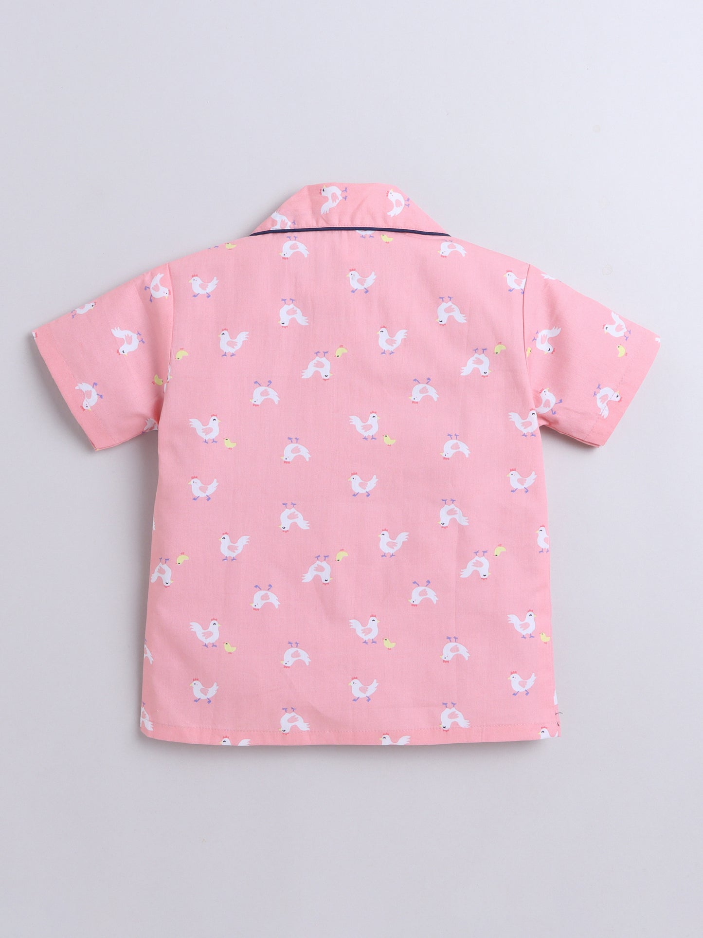 The Magic Wand Chick Printed Half Sleeves Top and Shorts Set Night Suit Set For Kids Pink