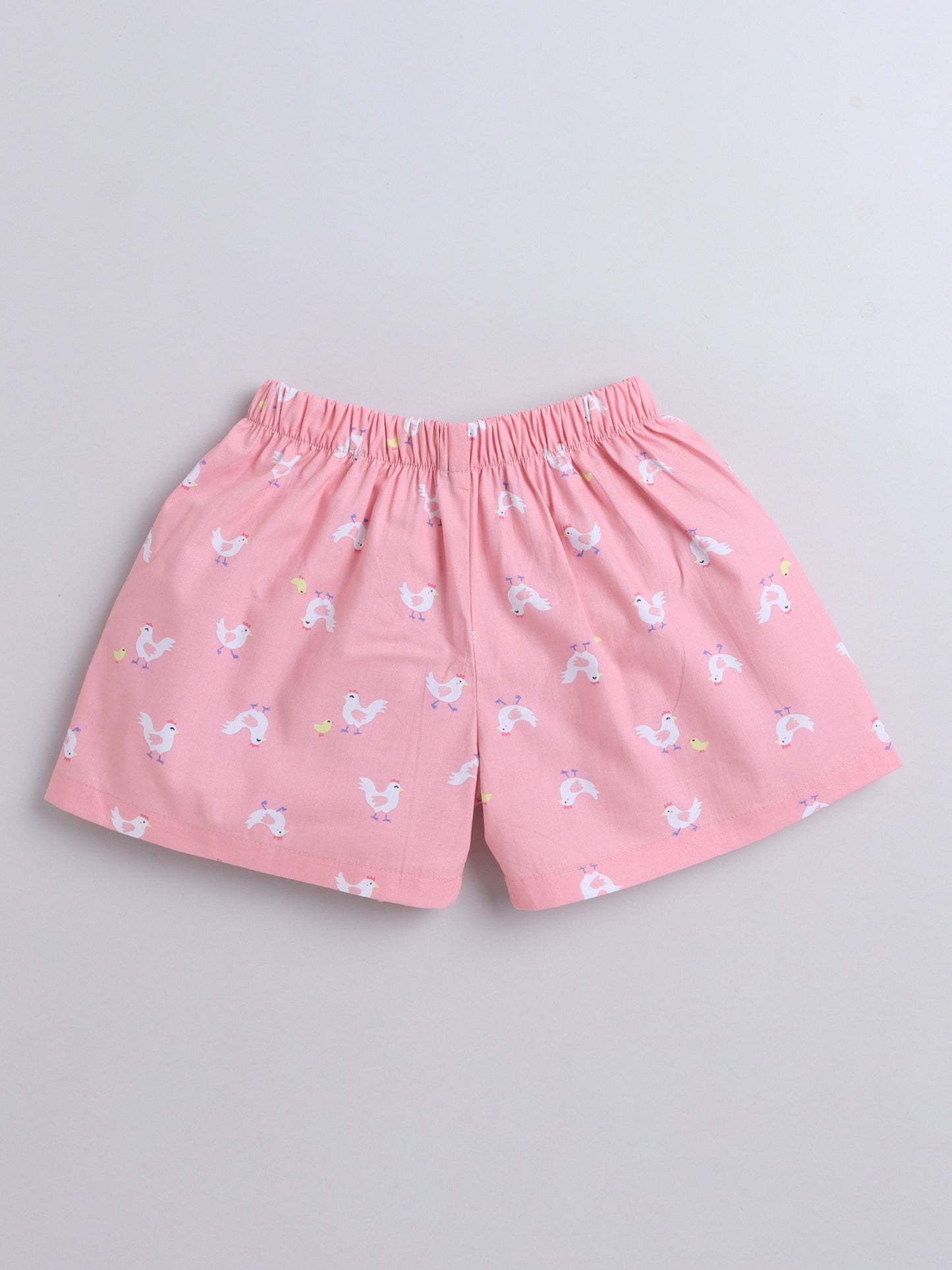 The Magic Wand Chick Printed Half Sleeves Top and Shorts Set Night Suit Set For Kids Pink