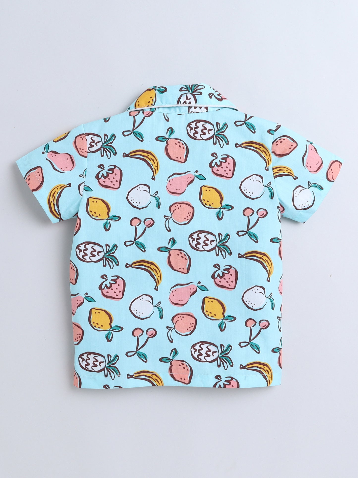 Fruits Printed Half Sleeves Top and Shorts Set Night Suit Set For Kids Blue
