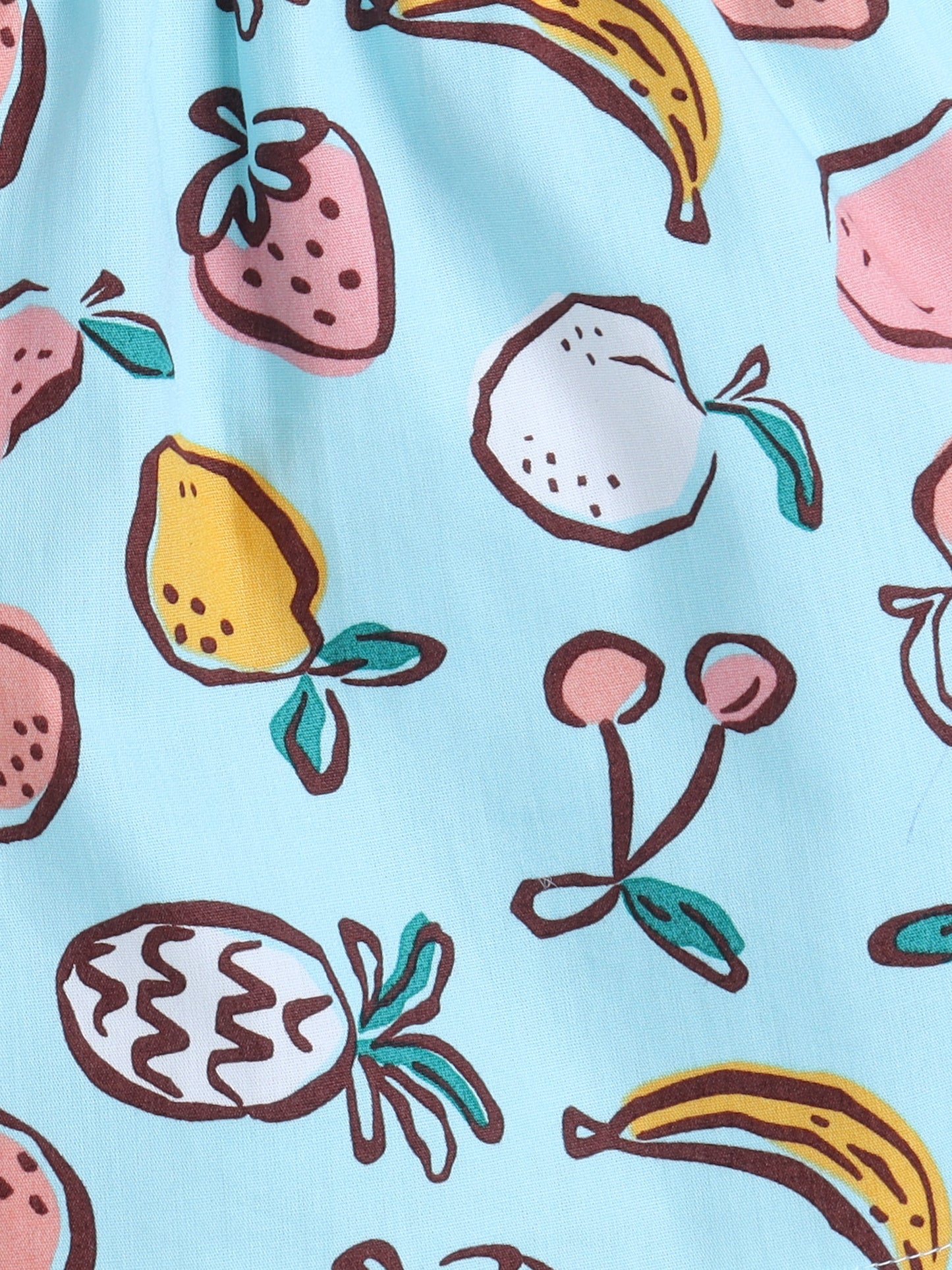 Fruits Printed Half Sleeves Top and Shorts Set Night Suit Set For Kids Blue