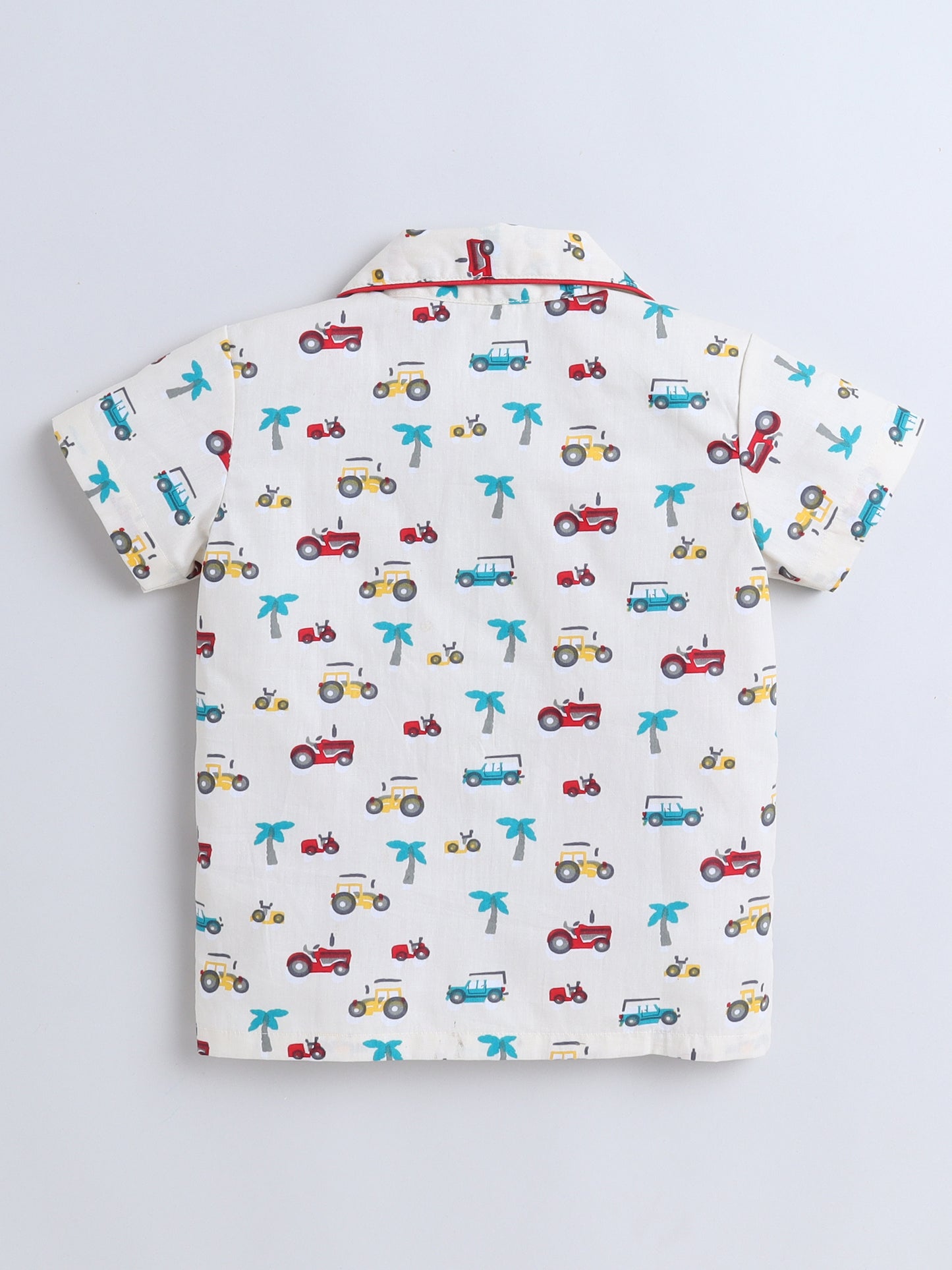 Vehicle Printed Half Sleeves Top and Shorts Set Night Suit Set For Kids-Yellow