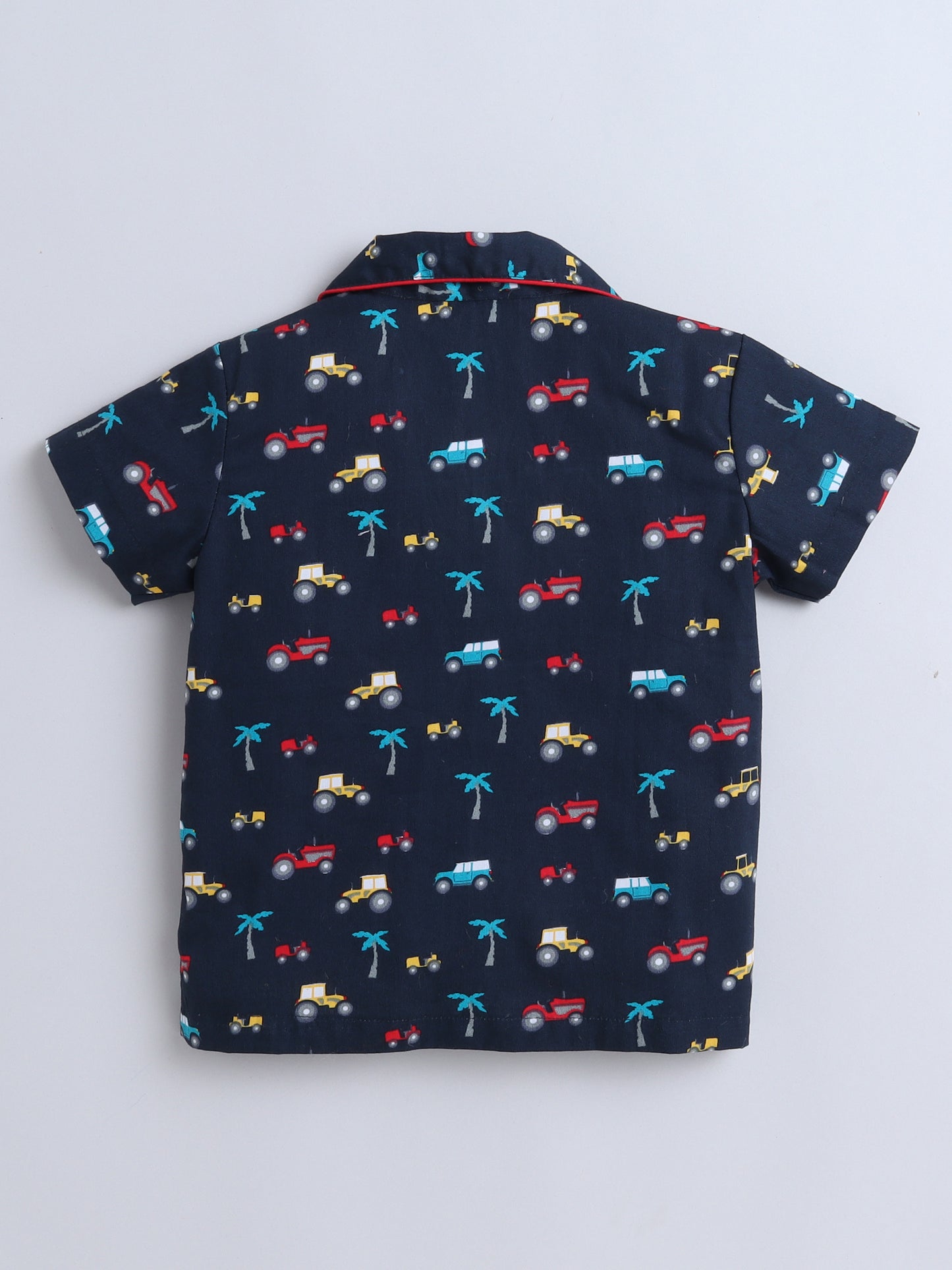 Vehicle Printed Half Sleeves Top and Shorts Set Night Suit Set For Kids Navy