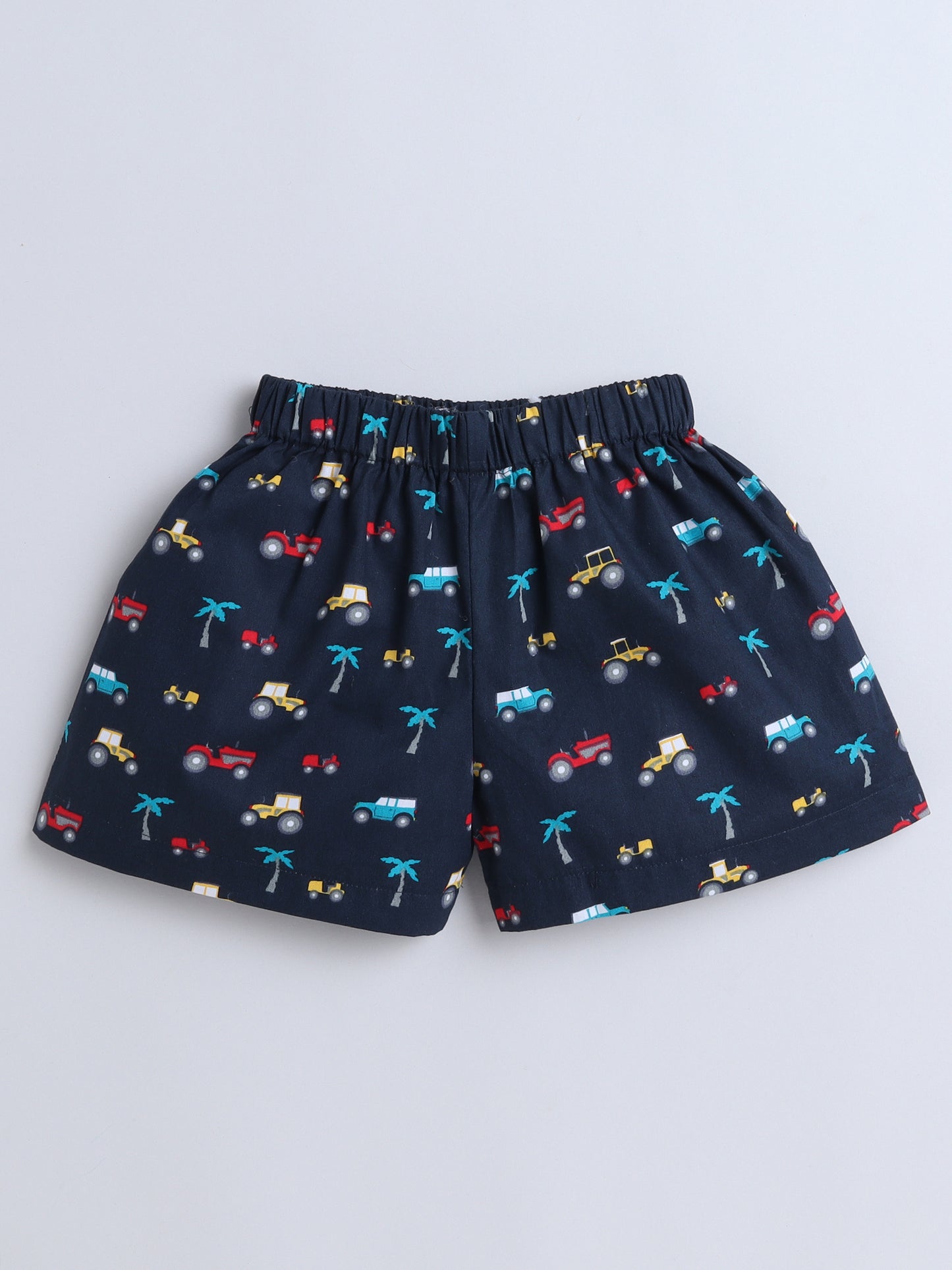 Vehicle Printed Half Sleeves Top and Shorts Set Night Suit Set For Kids Navy