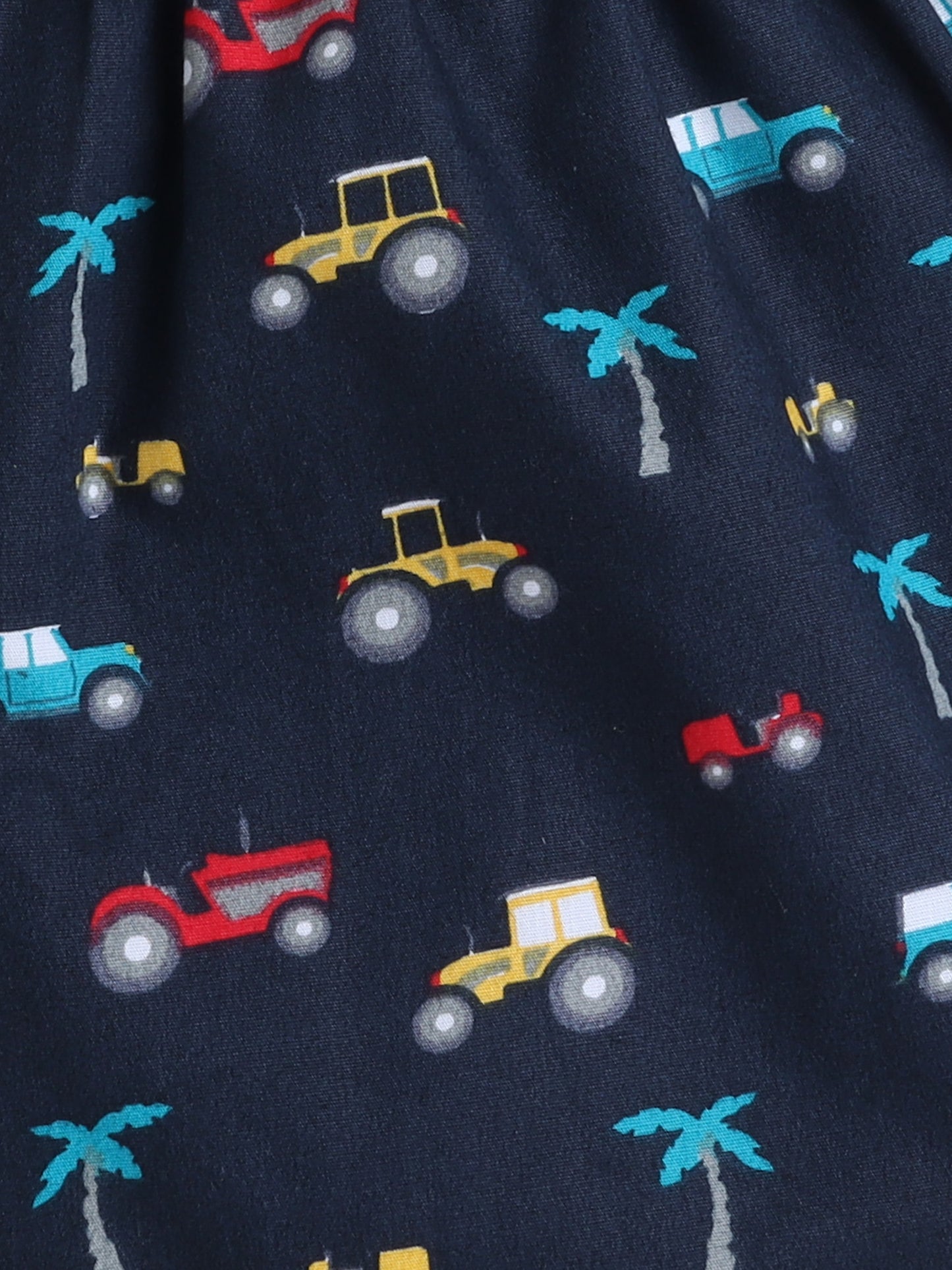Vehicle Printed Half Sleeves Top and Shorts Set Night Suit Set For Kids Navy