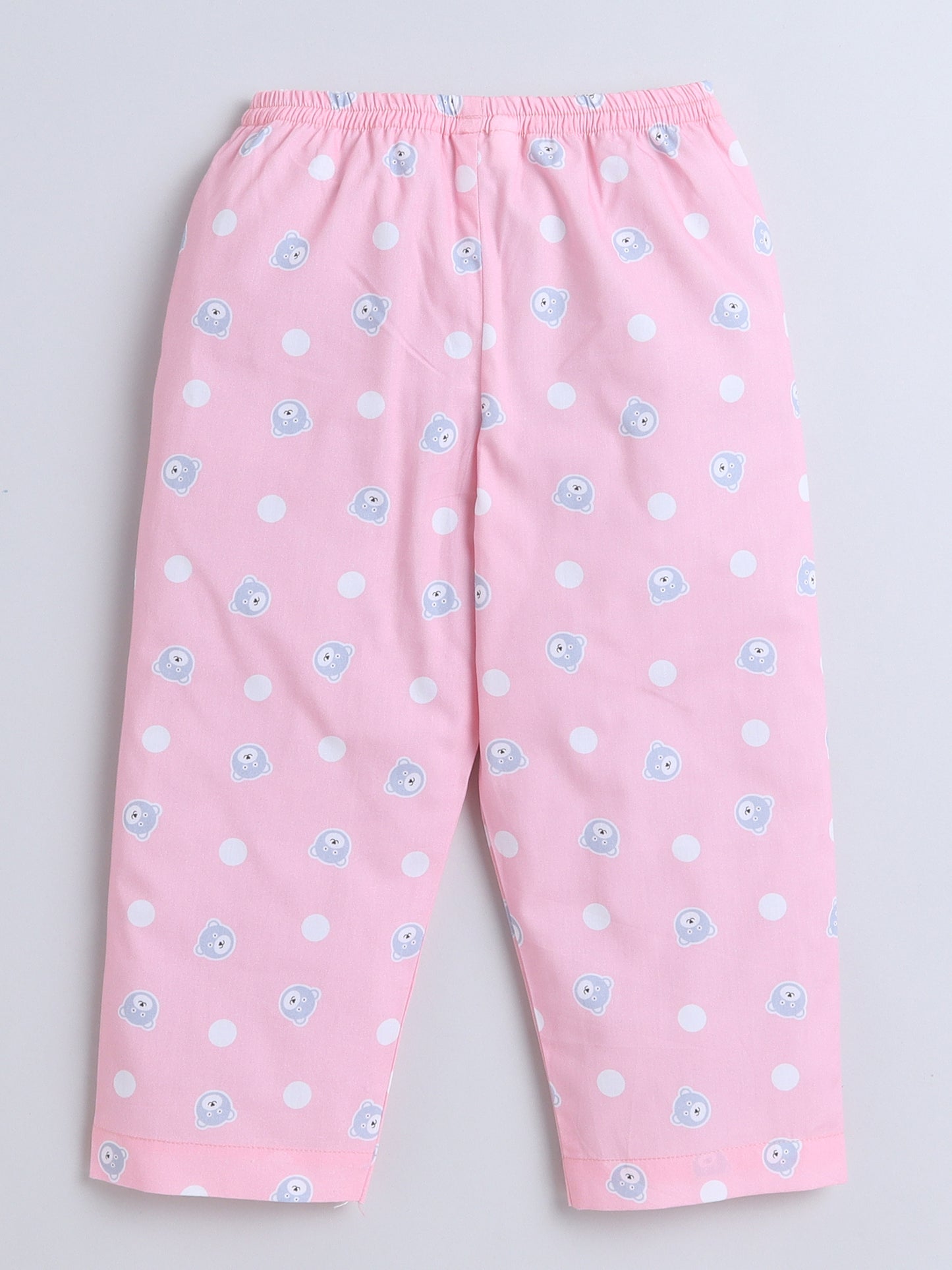 Half Sleeves Polka Dot Printed Night Suit Set Pink-ns