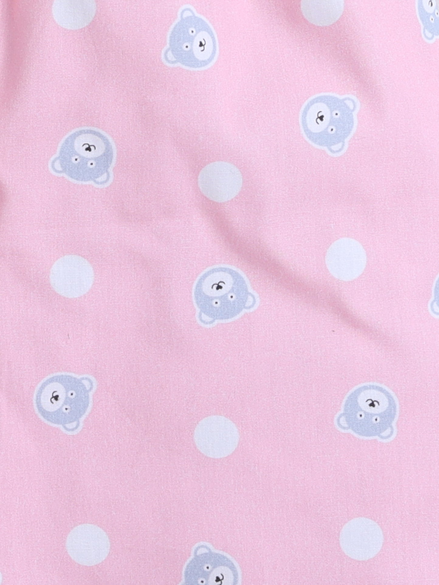 Half Sleeves Polka Dot Printed Night Suit Set - Pink