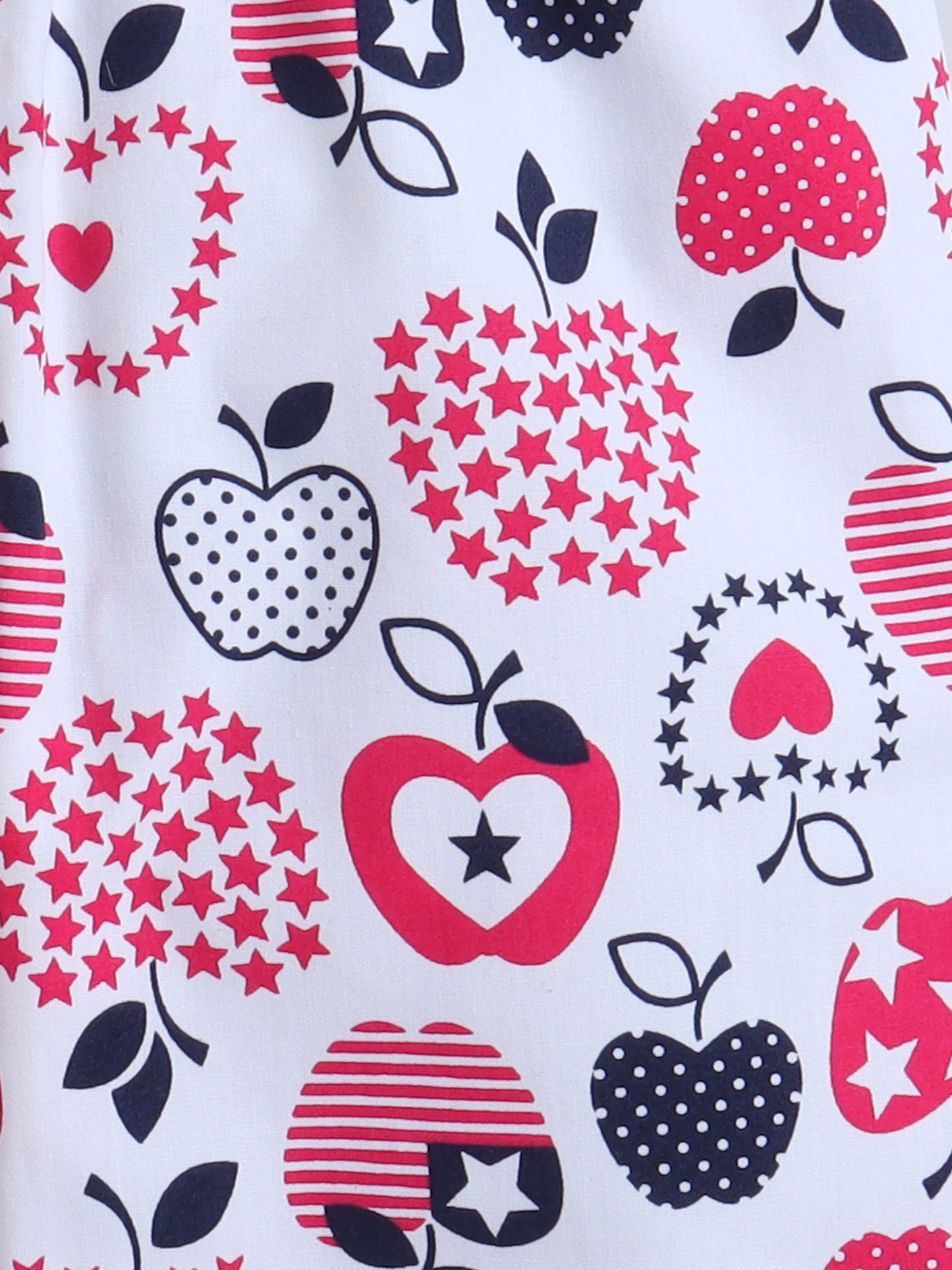 Half Sleeves Apple Printed Night Suit Set White