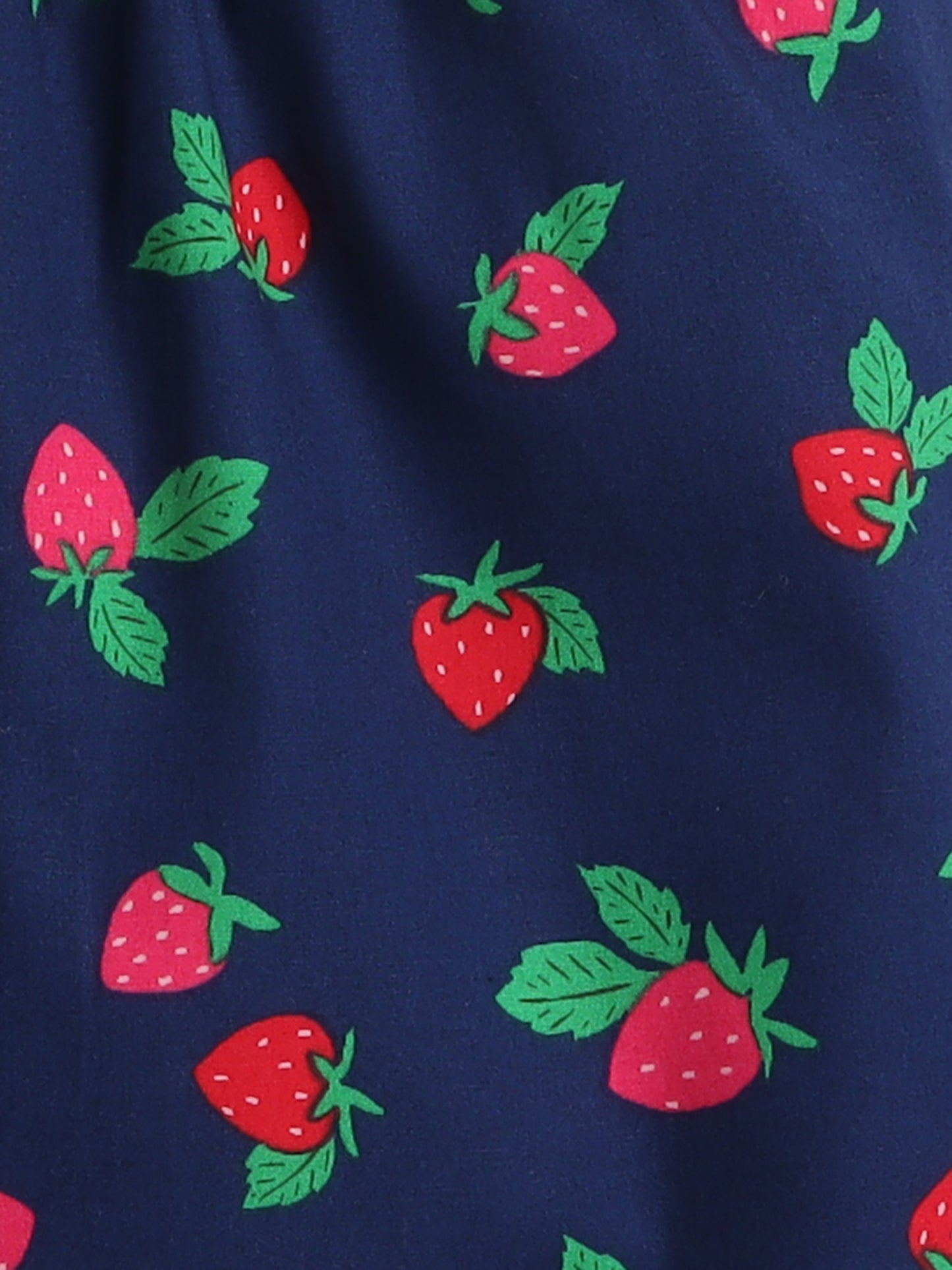 Half Sleeves Cherry Printed Night Suit Set - Navy Blue