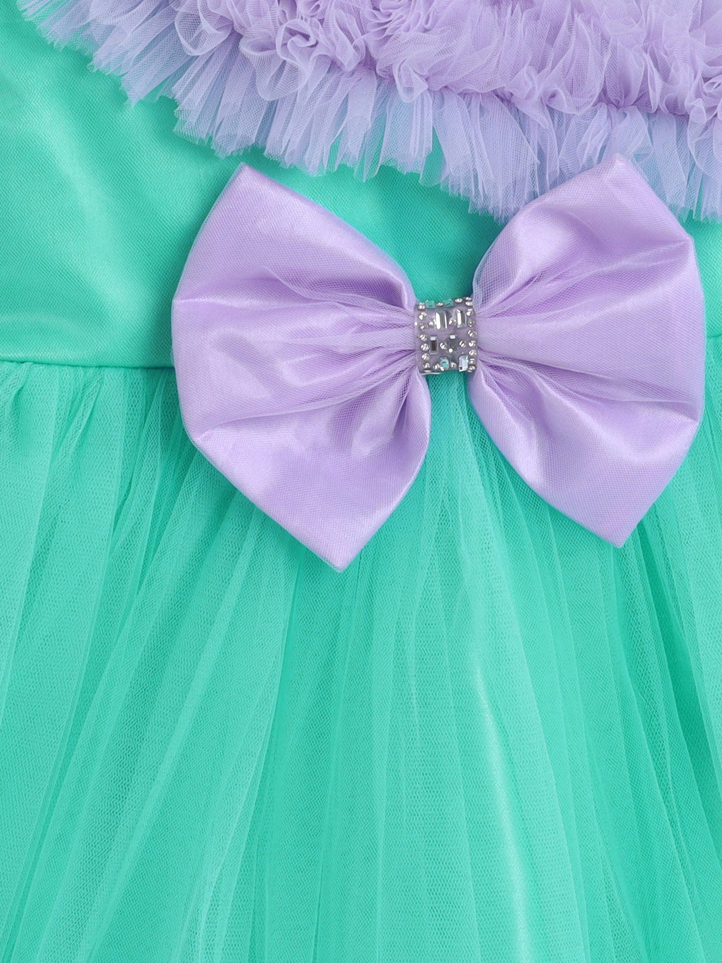One Shoulder Bow Detailed Party Dress - Aqua Blue