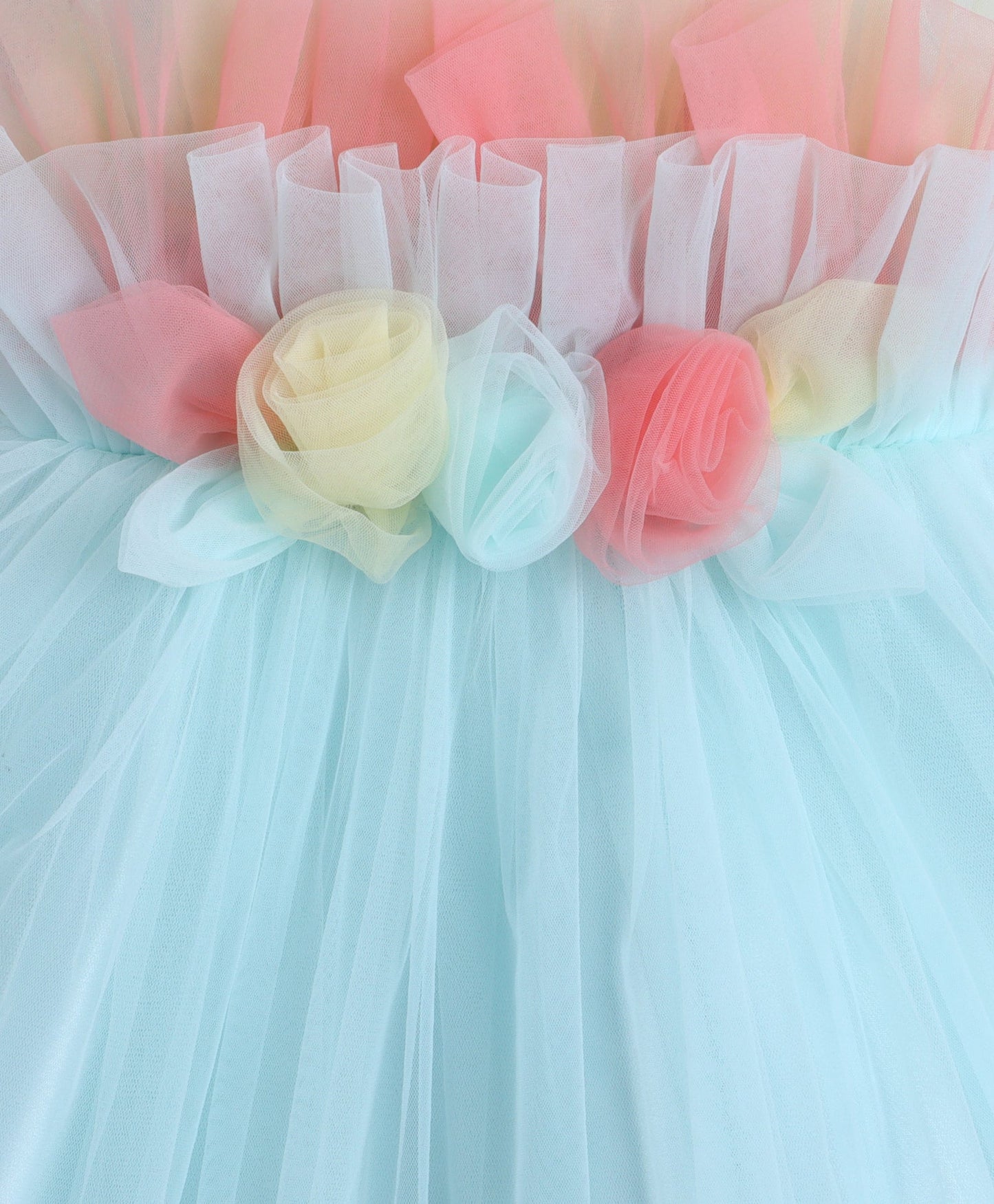 Pleated Corsage Detailed Sleeveless Party Dress - Blue