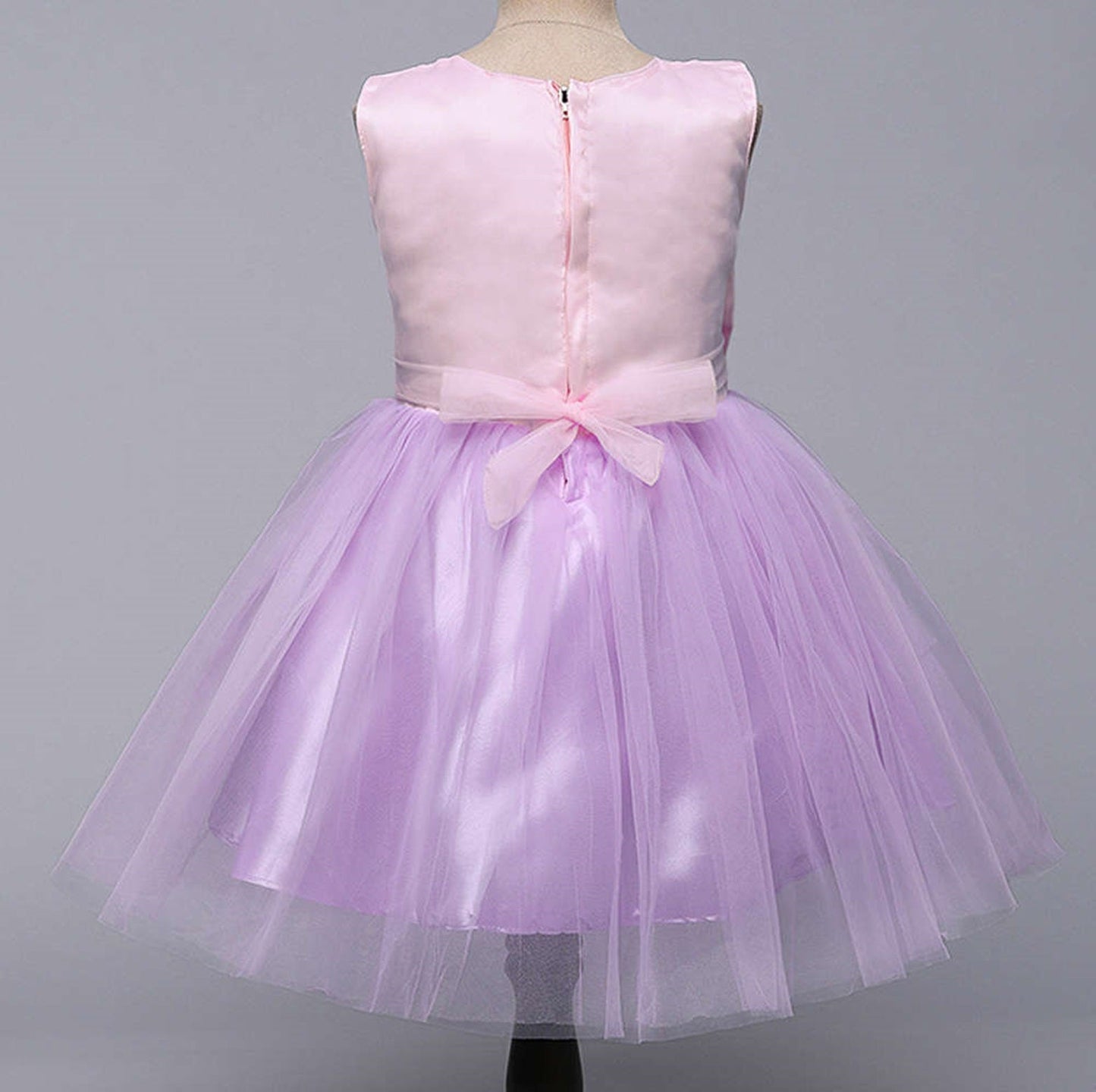 The Magic Wand Sleeveless Big Bow Embellished Net Party Dress - Purple