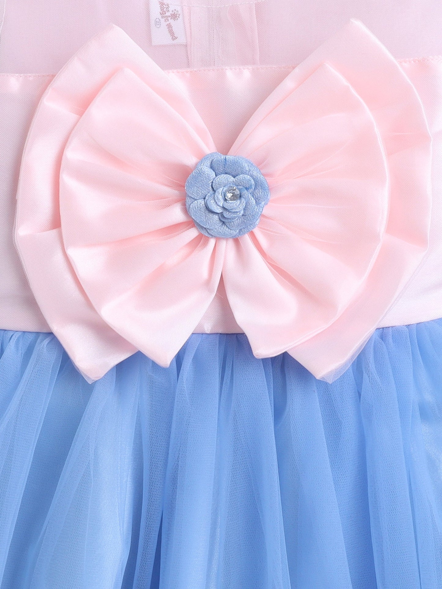 The Magic Wand Sleeveless Big Bow Embellished Net Party Dress - Blue