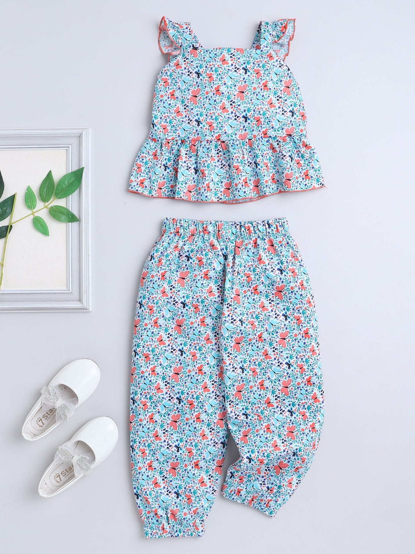 Sleeveless Floral Coordinating Top and Pant Set Orange