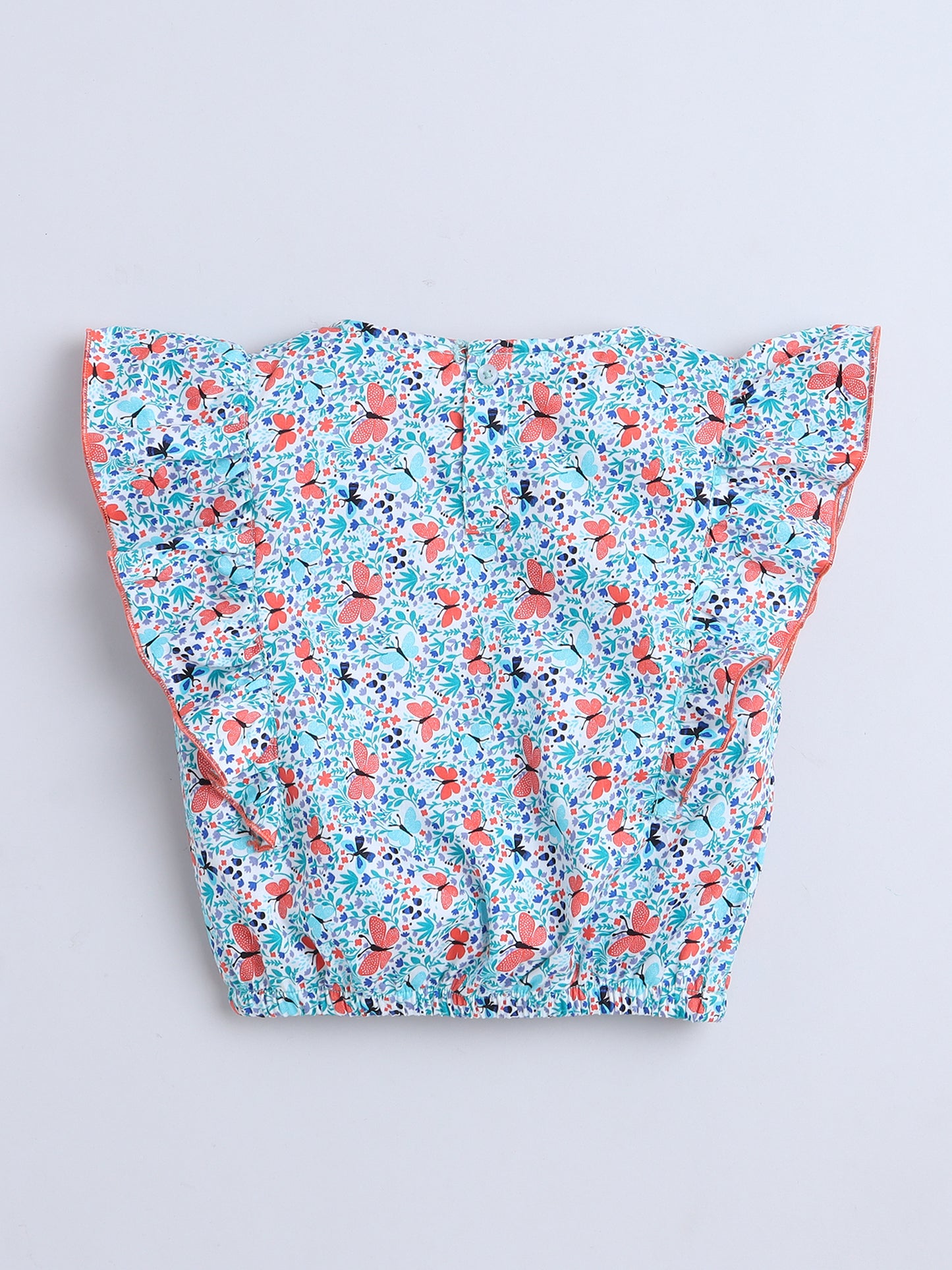 All Over Printed Sleeveless Floral Top - Blue, Orange