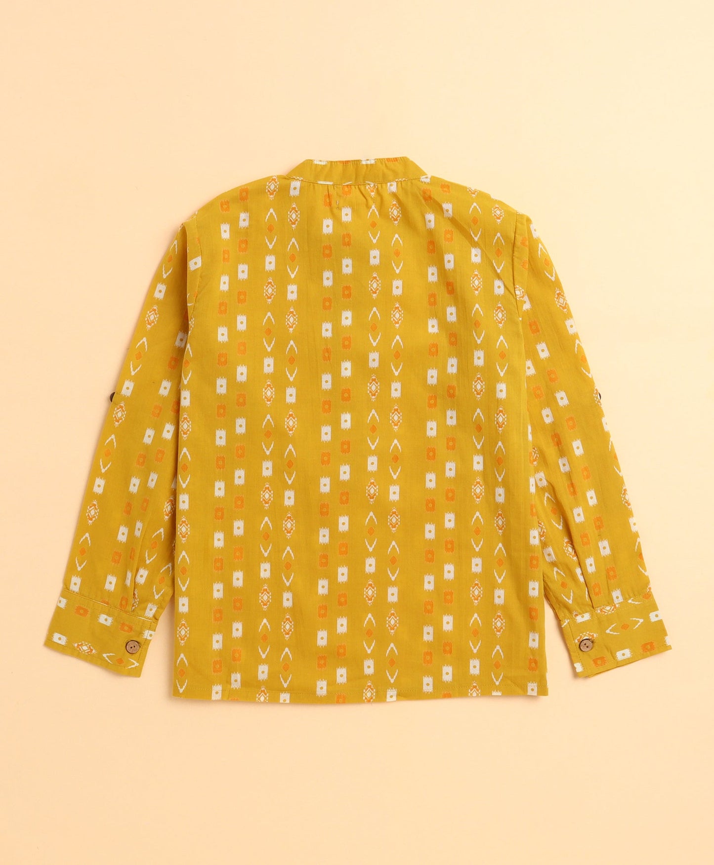 The Magic Wand Cotton Woven Motif Printed Full Sleeves Short Kurta - Yellow