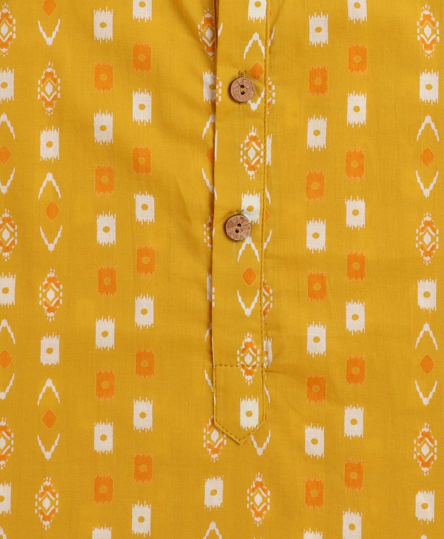 The Magic Wand Cotton Woven Motif Printed Full Sleeves Short Kurta - Yellow