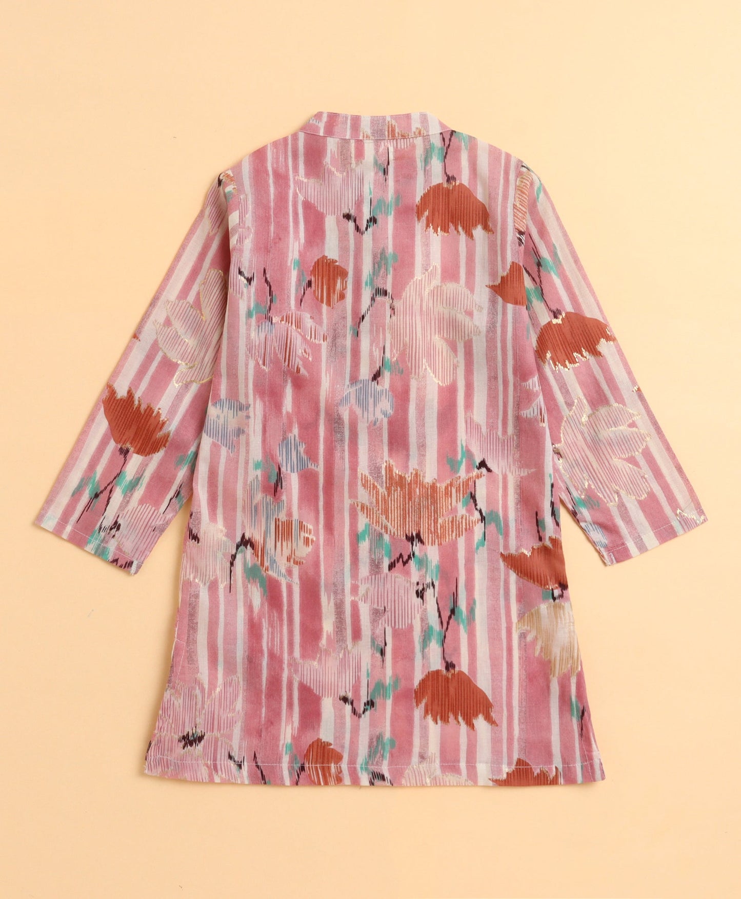 The Magic Wand Cambric Cotton woven Full Sleeves Printed Kurta Pyjama Set - Pink