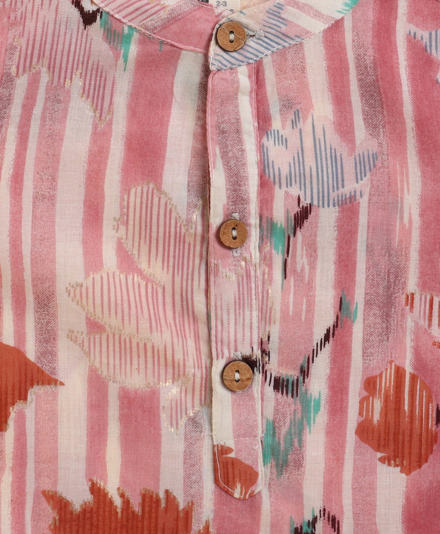 The Magic Wand Cambric Cotton woven Full Sleeves Printed Kurta Pyjama Set - Pink