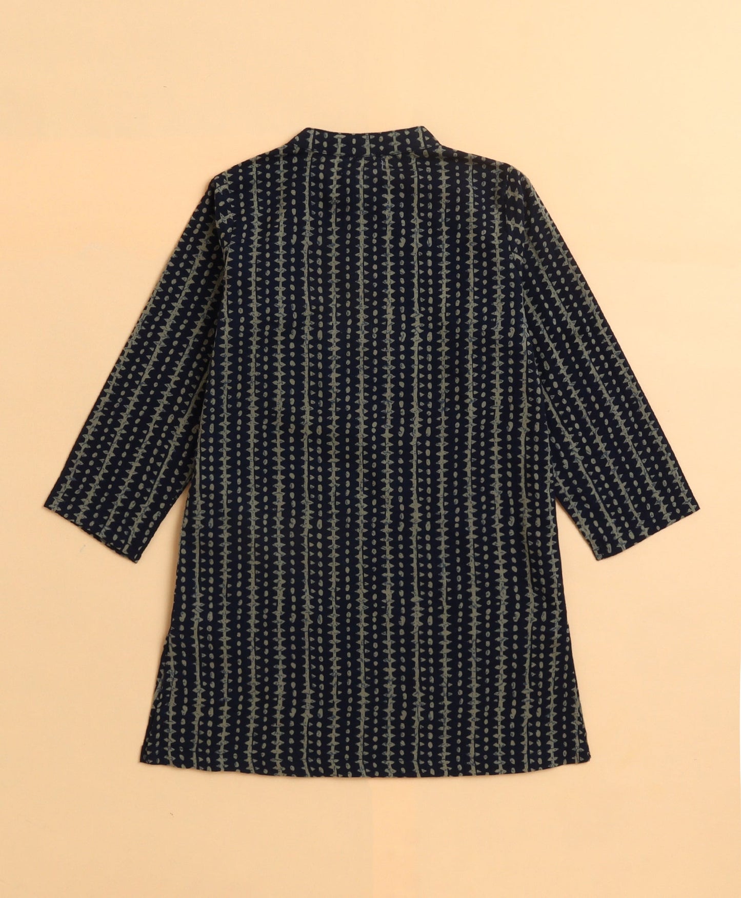 The Magic Wand Cambric Cotton woven Full Sleeves Printed Kurta Pyjama Set - Navy Blue