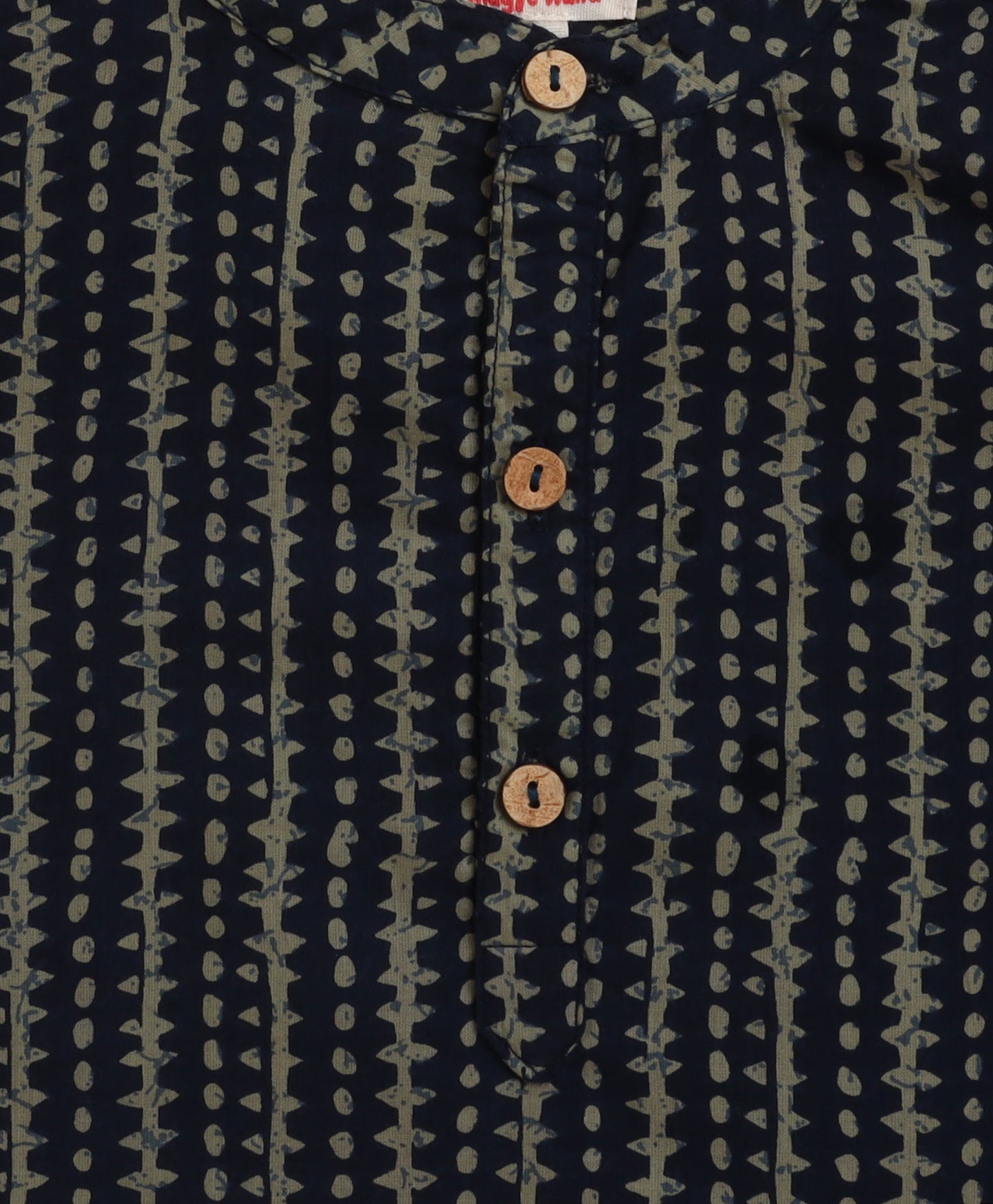 The Magic Wand Cambric Cotton woven Full Sleeves Printed Kurta Pyjama Set - Navy Blue